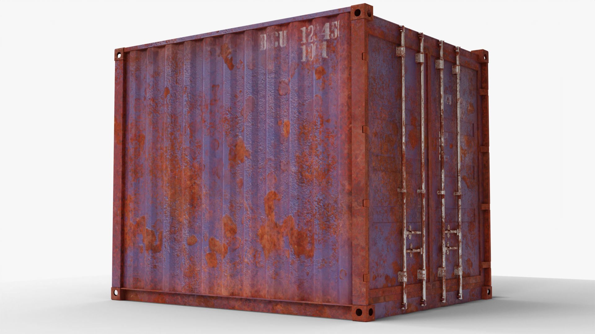 10Ft Cargo Container - Blue - Rusted 3D model_4