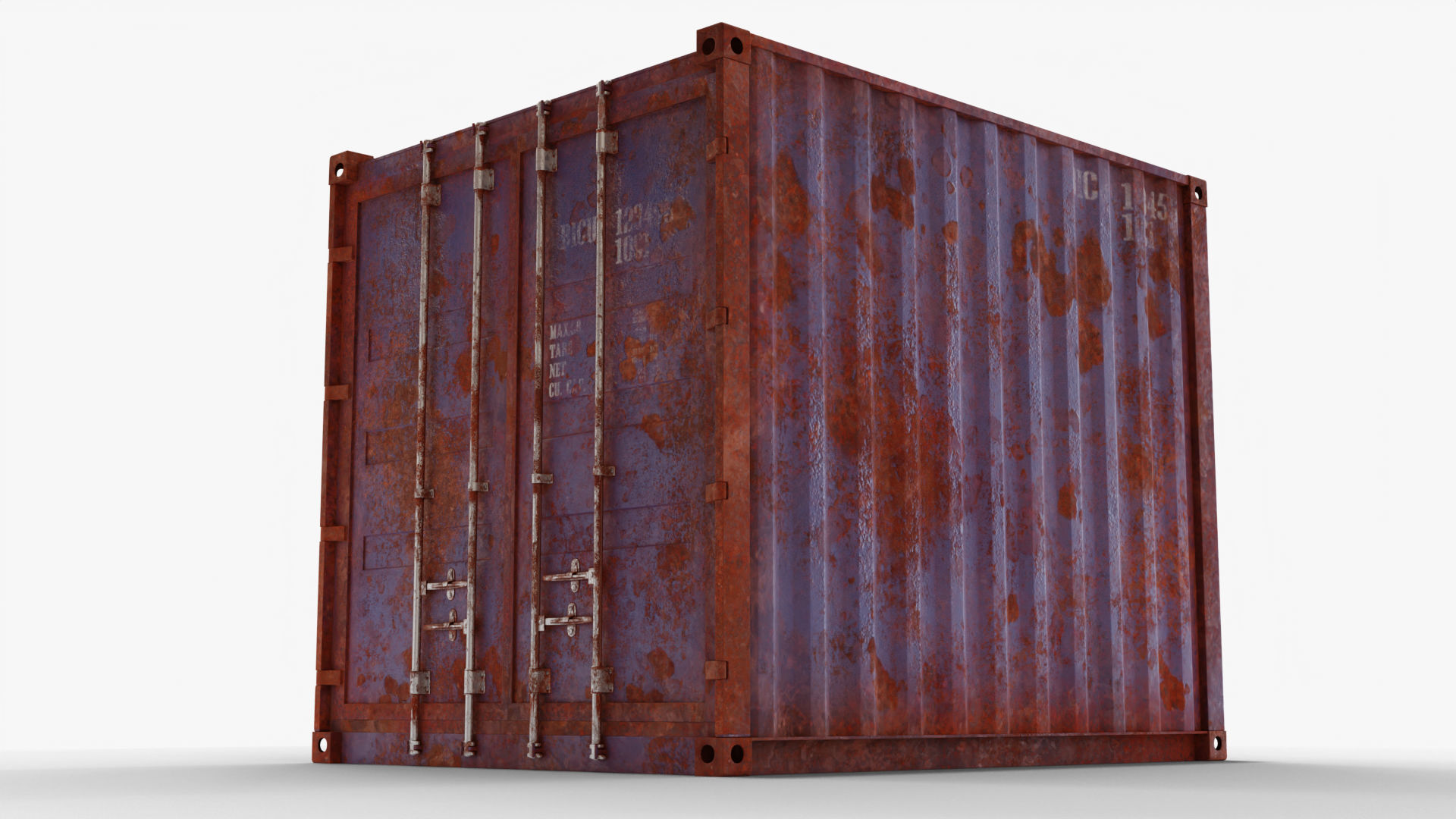 10Ft Cargo Container - Blue - Rusted 3D model_2