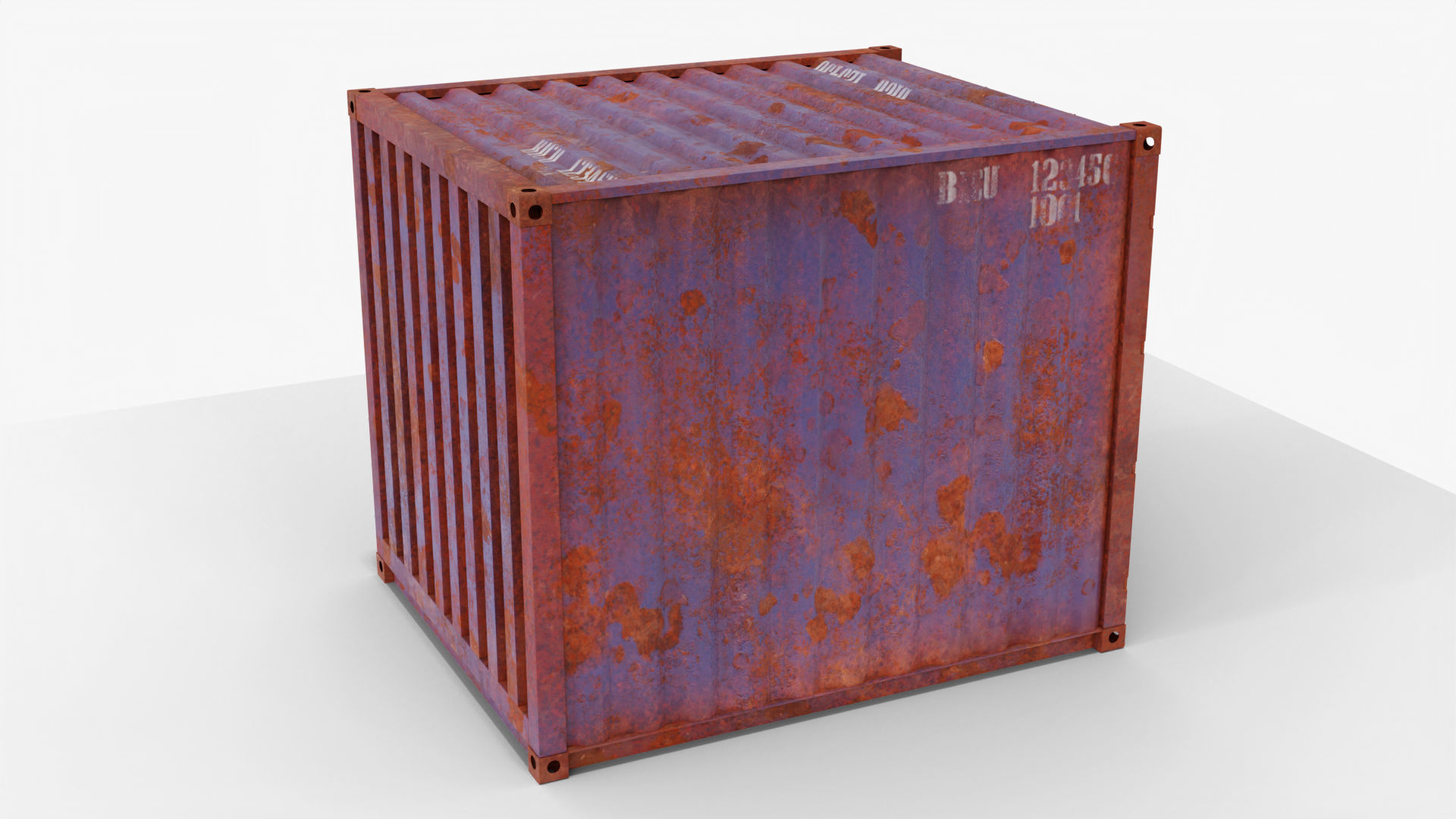 10Ft Cargo Container - Blue - Rusted 3D model_3