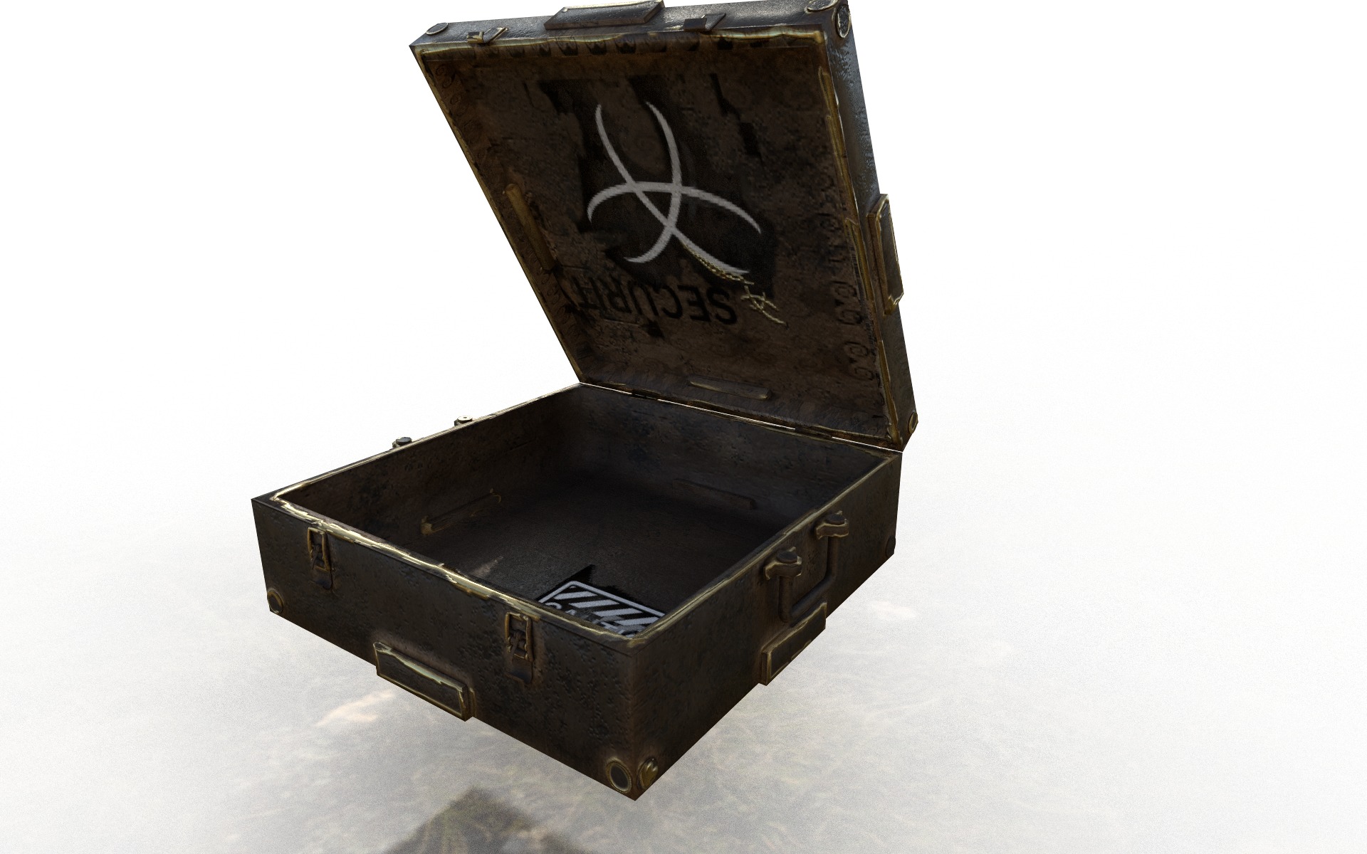 4 pics realistic suitcases with gilded crate material chests 3D model_5