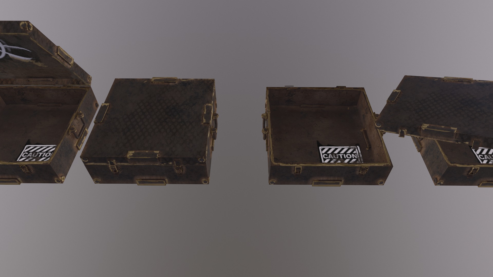 4 pics realistic suitcases with gilded crate material chests 3D model_2