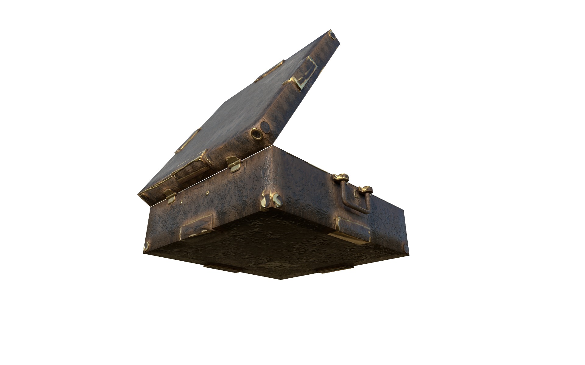 4 pics realistic suitcases with gilded crate material chests 3D model_4