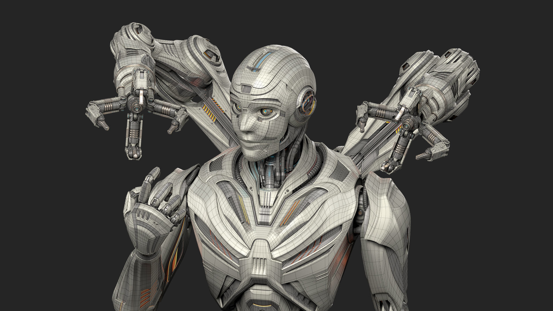 Robot Humanoid B2 - Rigged and Animated 3D model_20