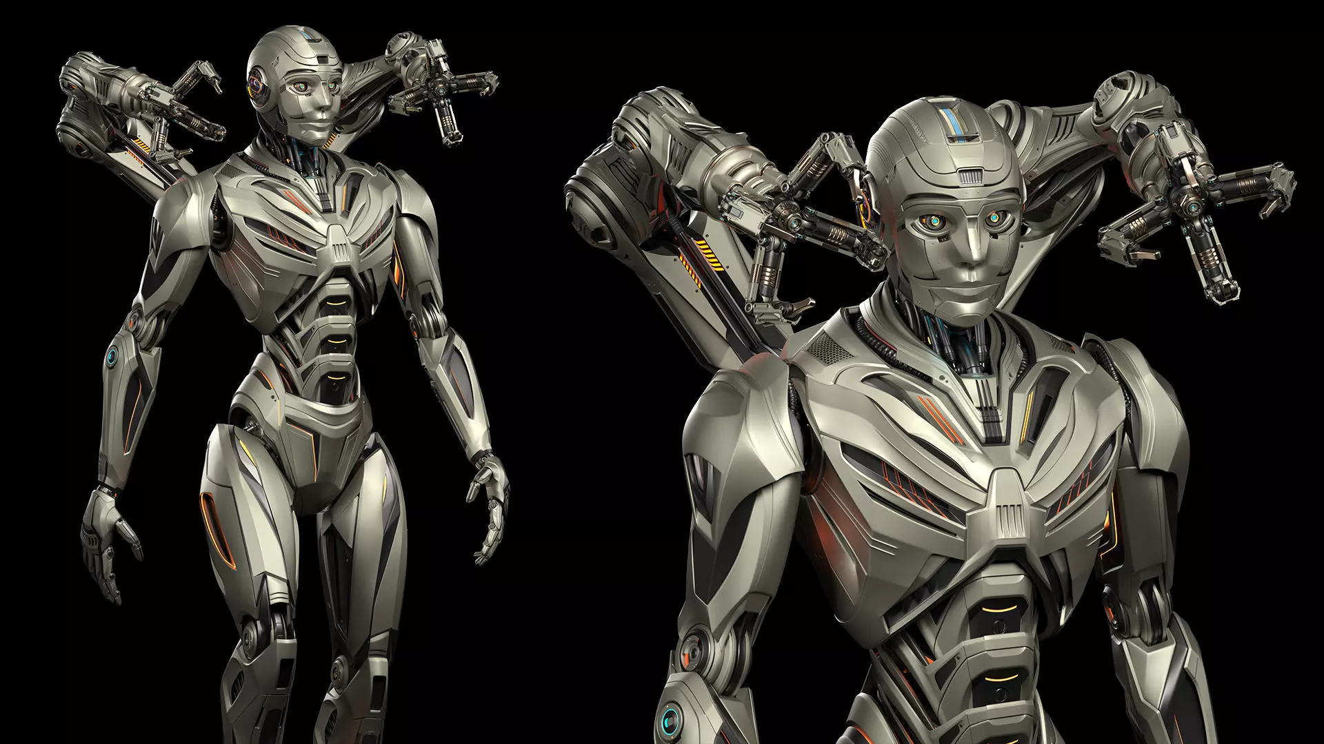 Robot Humanoid B2 - Rigged and Animated 3D model_0