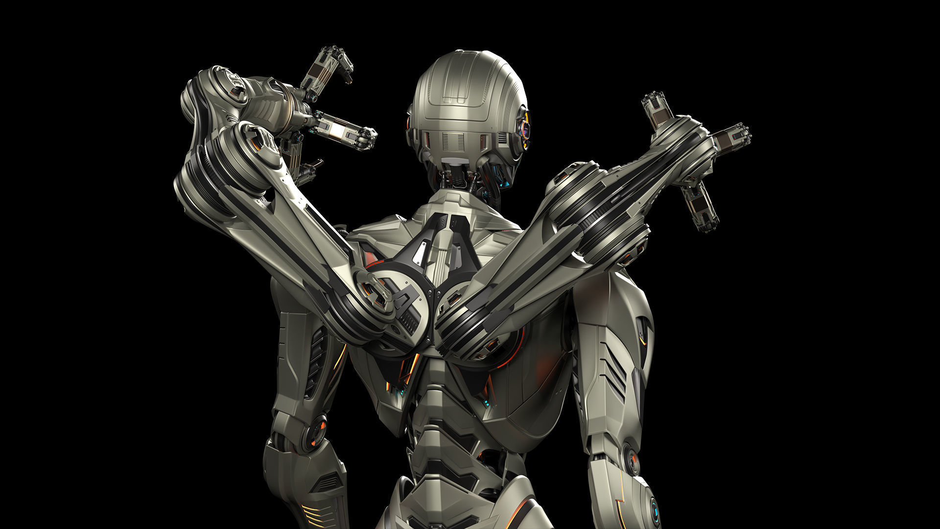 Robot Humanoid B2 - Rigged and Animated 3D model_17