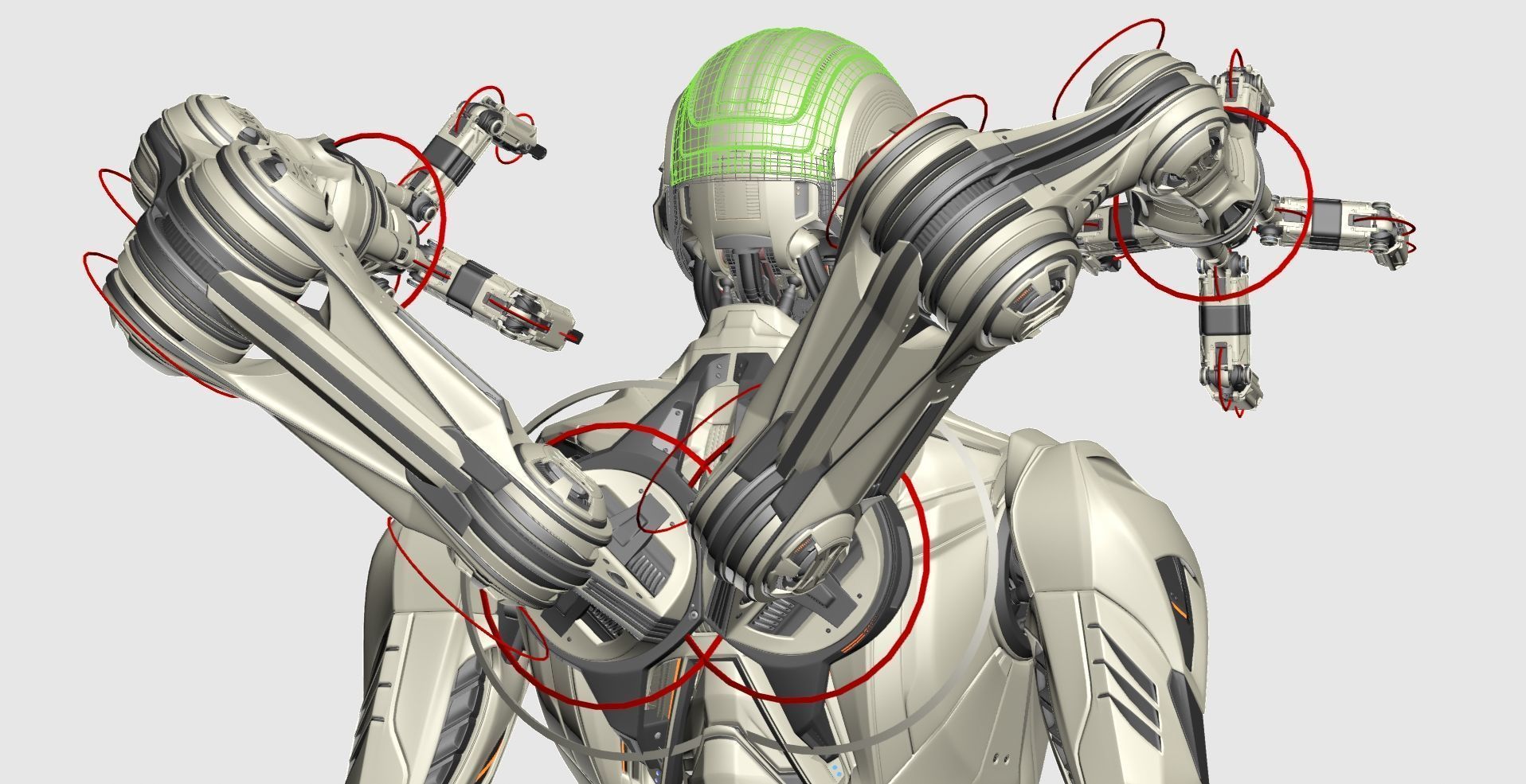 Robot Humanoid B2 - Rigged and Animated 3D model_31