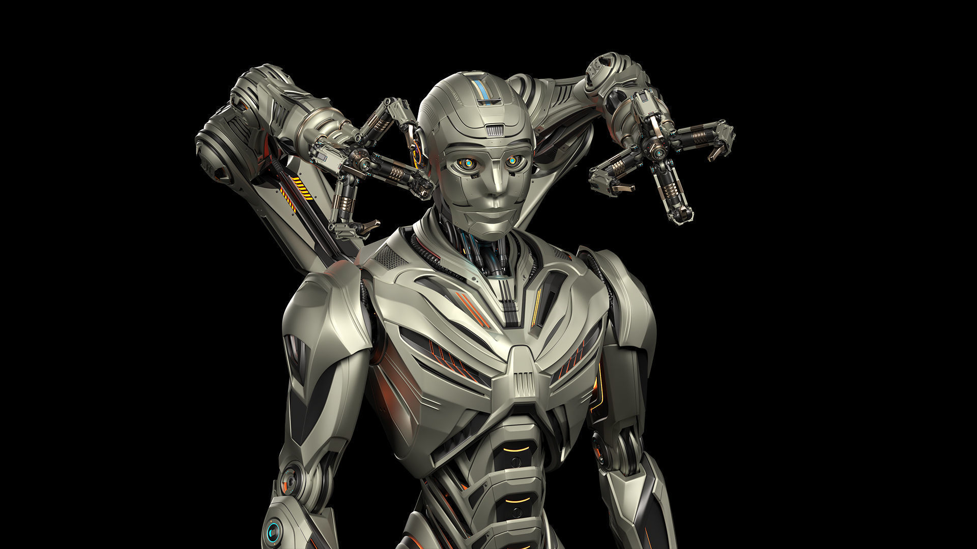 Robot Humanoid B2 - Rigged and Animated 3D model_10