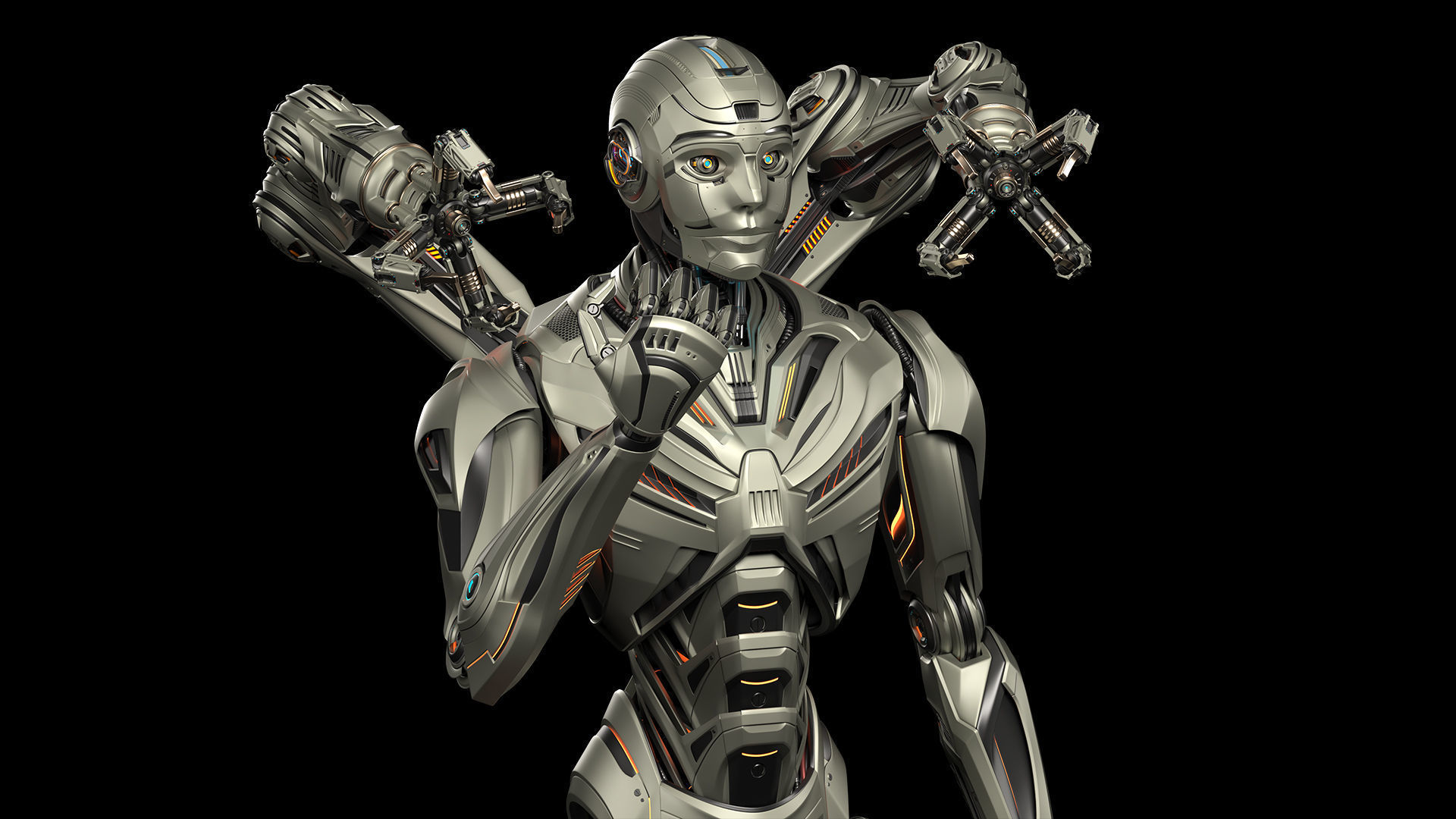 Robot Humanoid B2 - Rigged and Animated 3D model_25