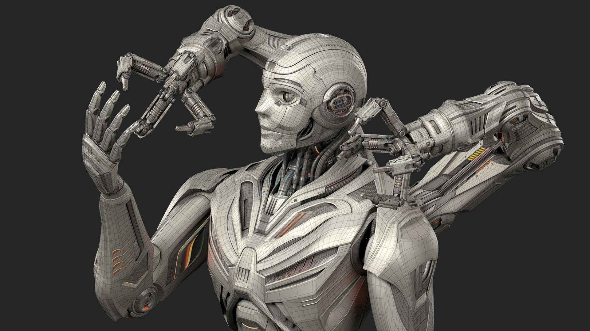 Robot Humanoid B2 - Rigged and Animated 3D model_24