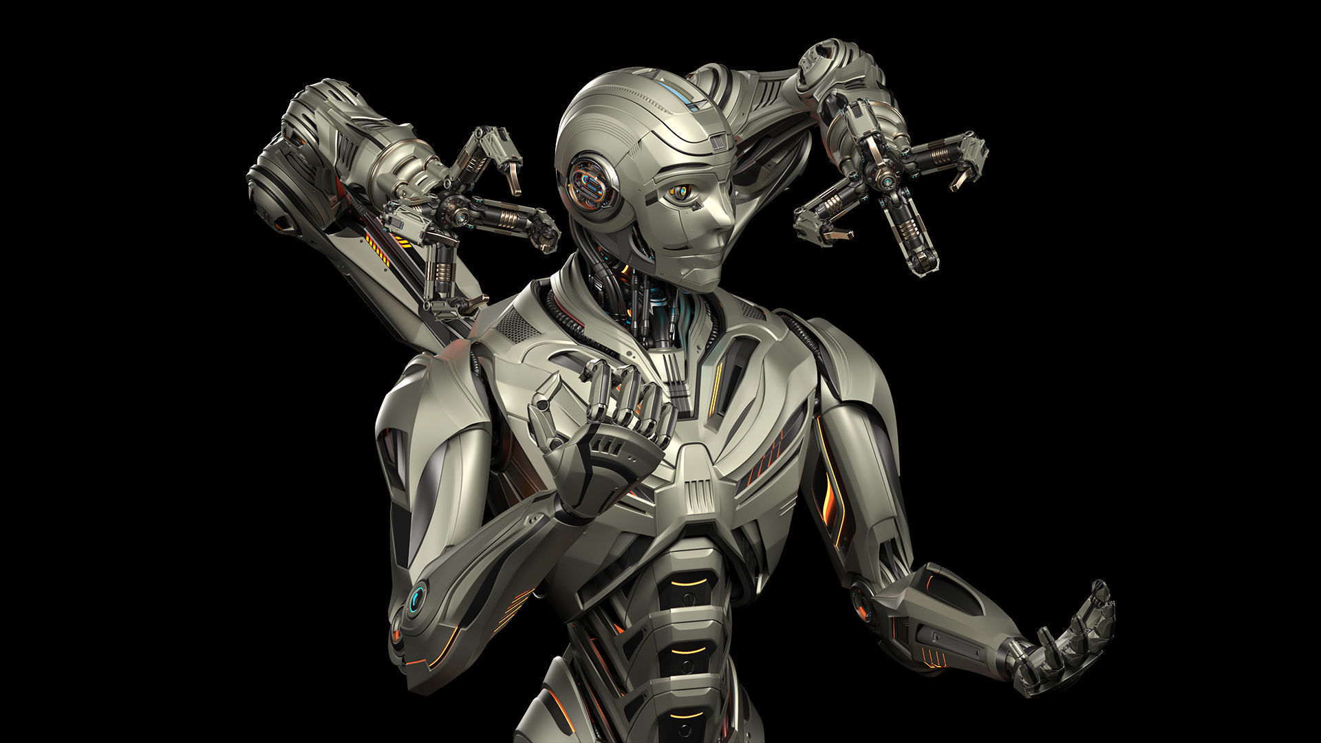 Robot Humanoid B2 - Rigged and Animated 3D model_23