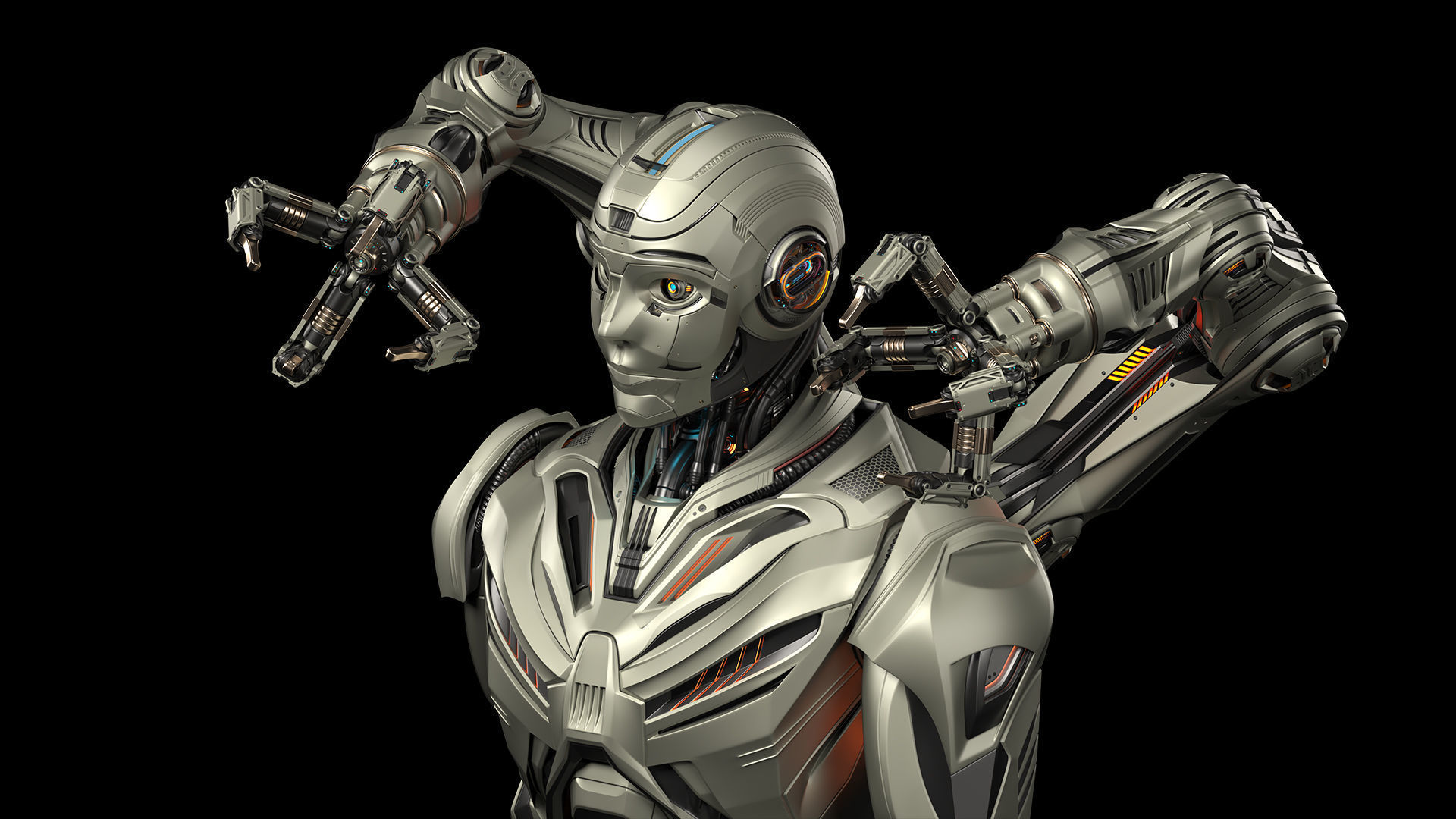 Robot Humanoid B2 - Rigged and Animated 3D model_4