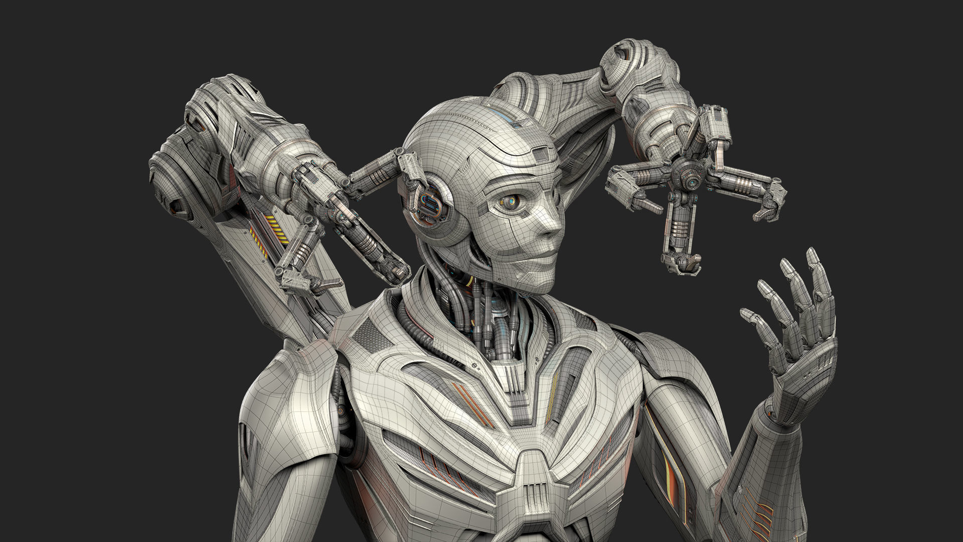 Robot Humanoid B2 - Rigged and Animated 3D model_28