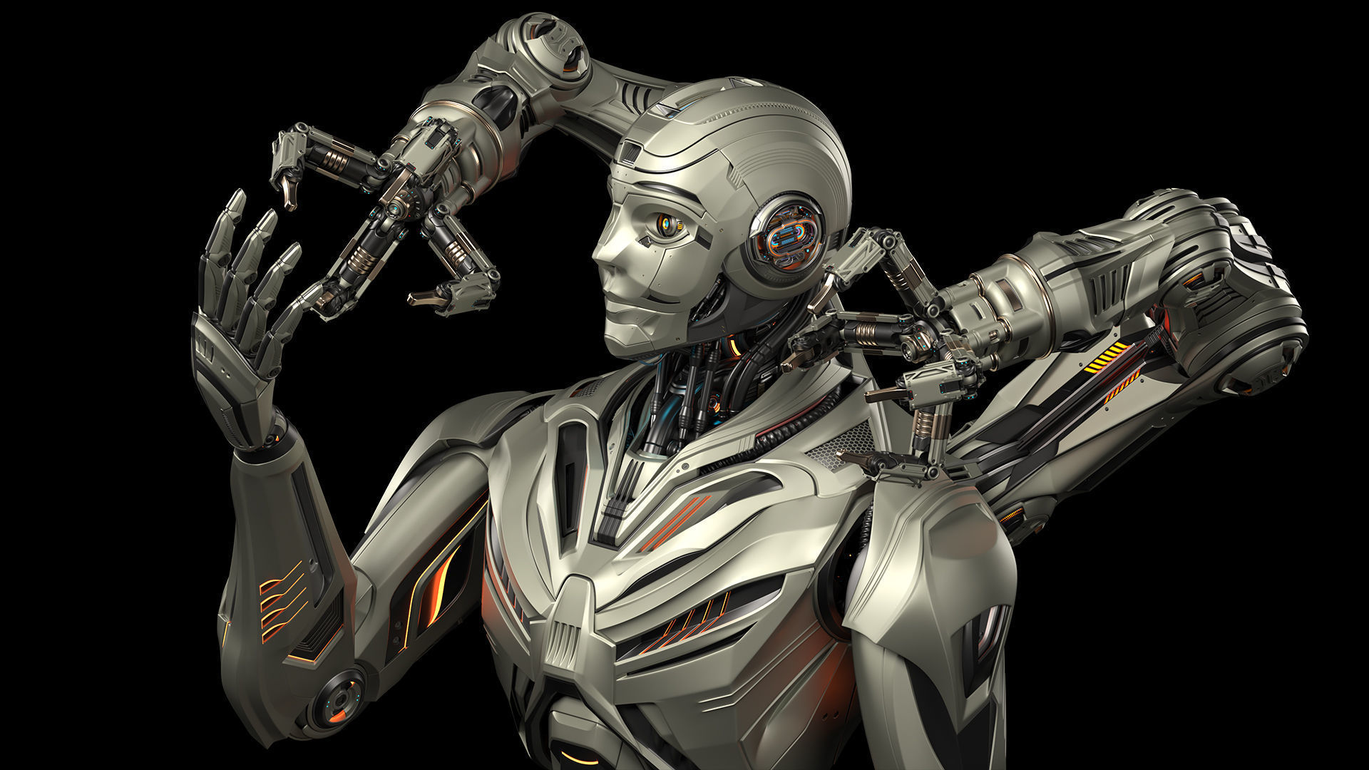 Robot Humanoid B2 - Rigged and Animated 3D model_21