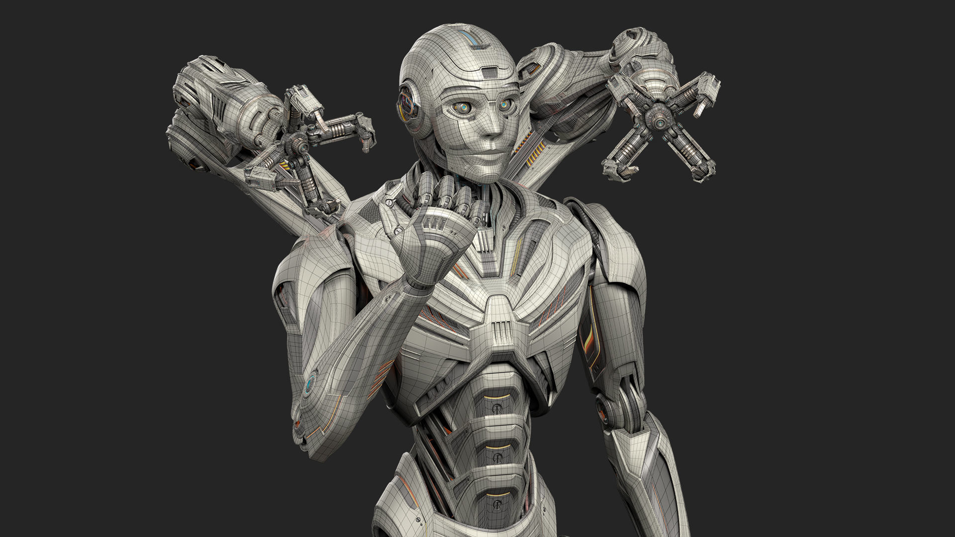 Robot Humanoid B2 - Rigged and Animated 3D model_26