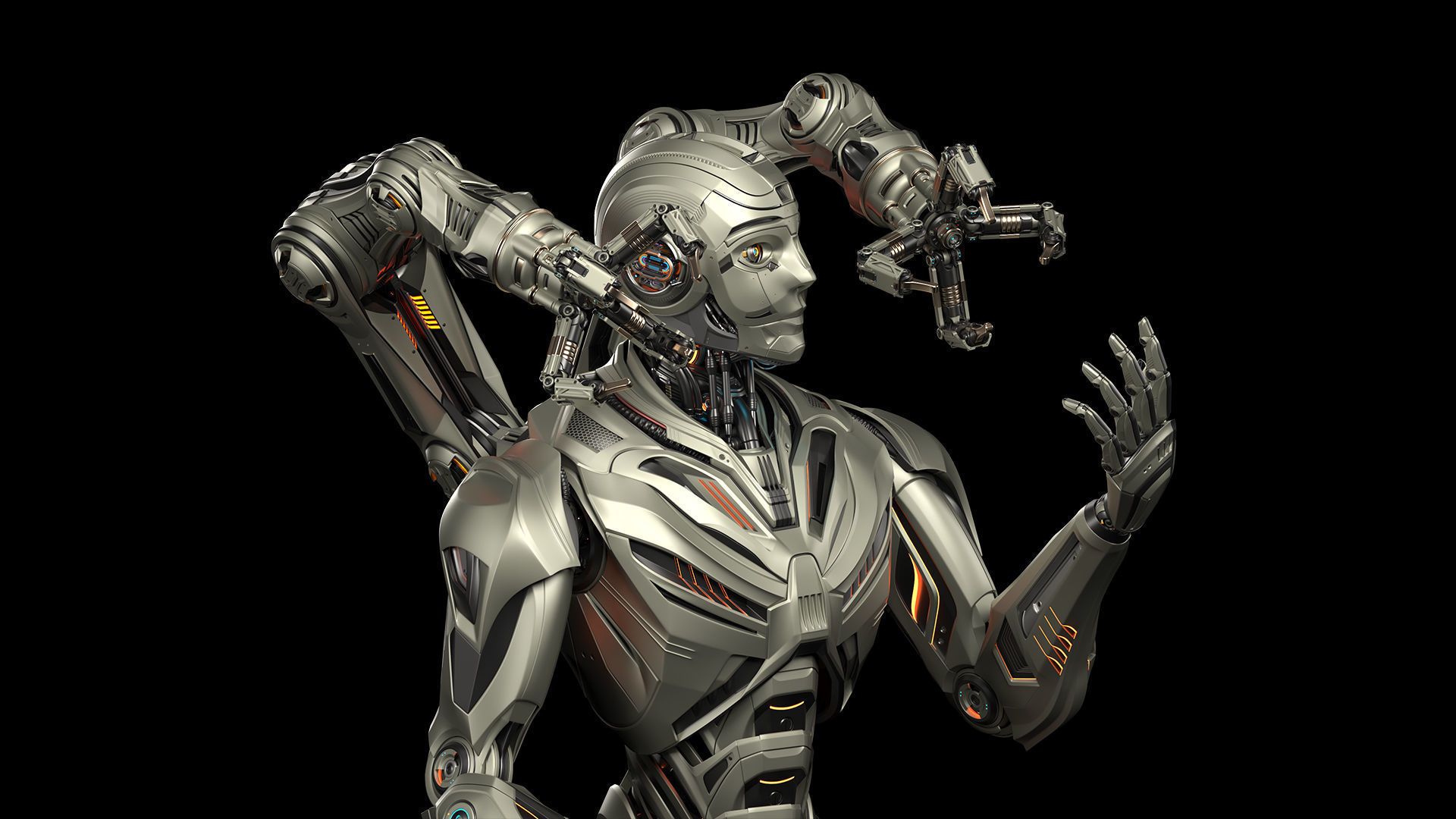 Robot Humanoid B2 - Rigged and Animated 3D model_22
