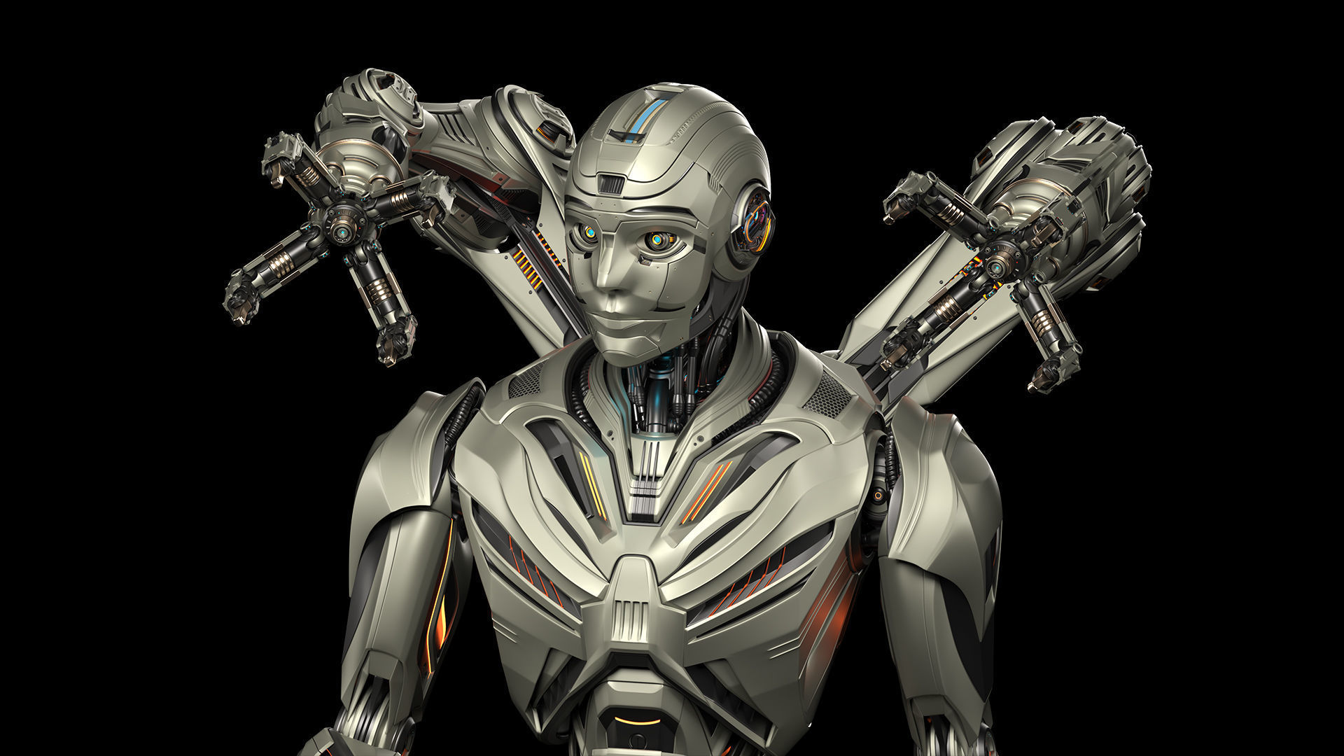 Robot Humanoid B2 - Rigged and Animated 3D model_1