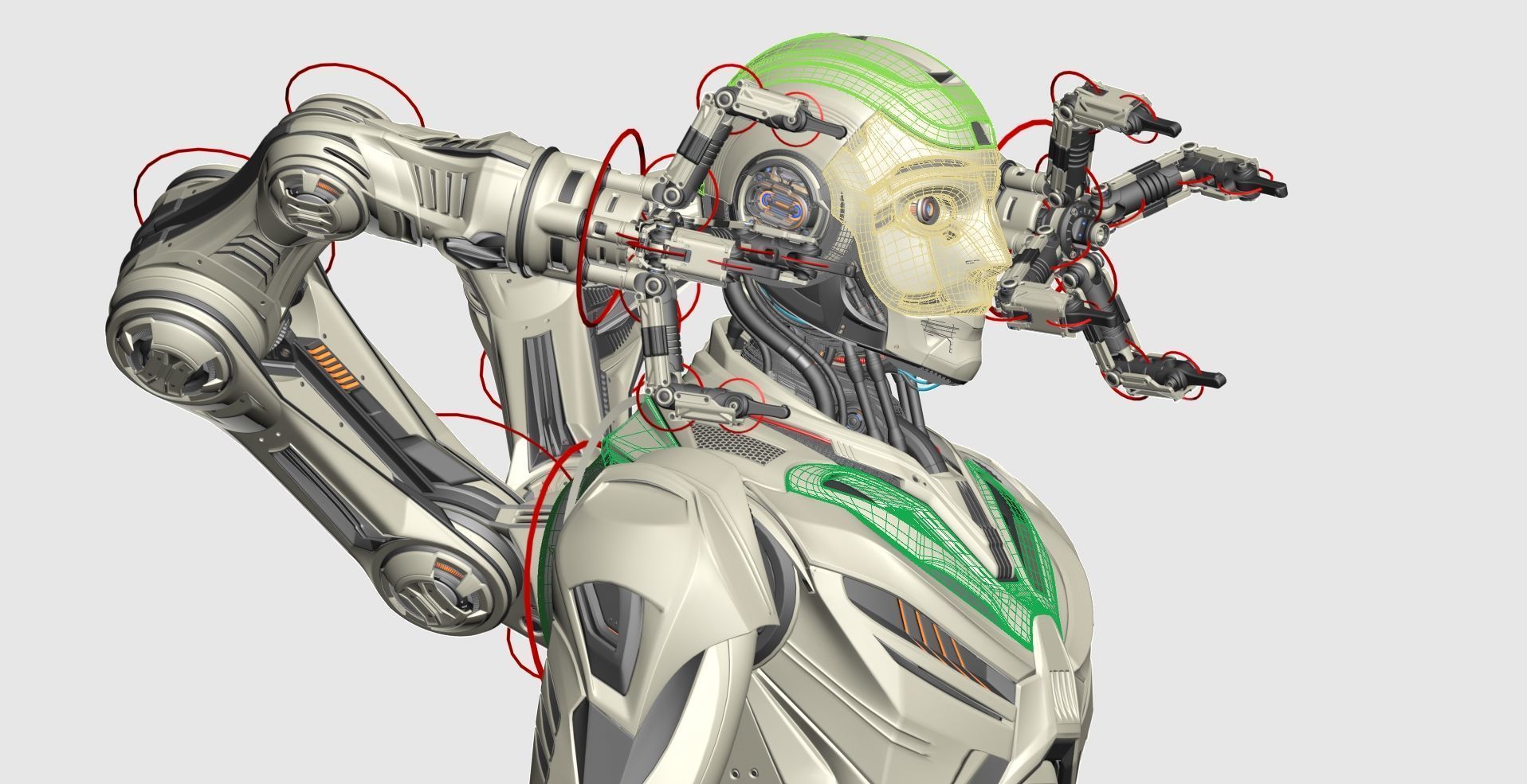 Robot Humanoid B2 - Rigged and Animated 3D model_30