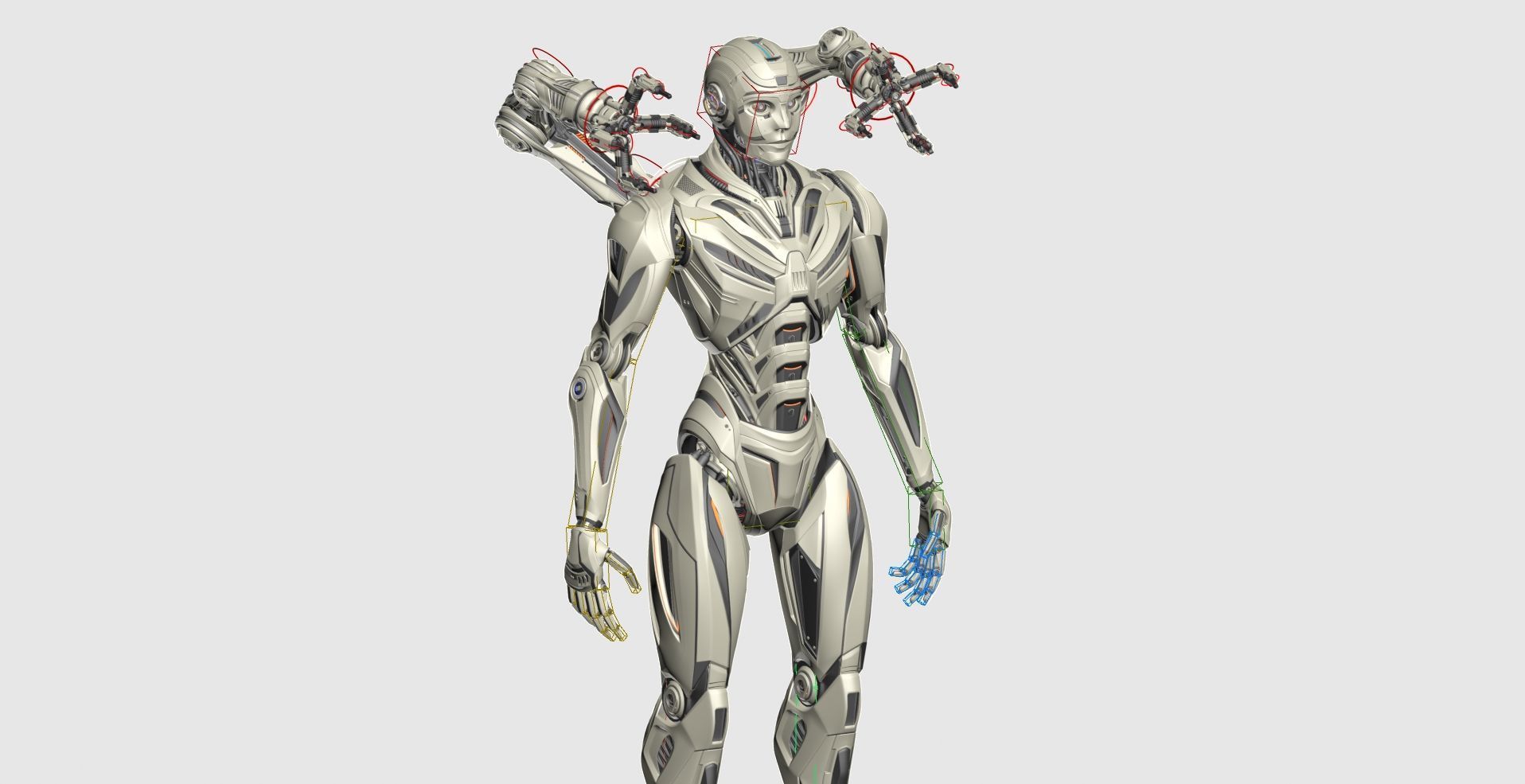 Robot Humanoid B2 - Rigged and Animated 3D model_27