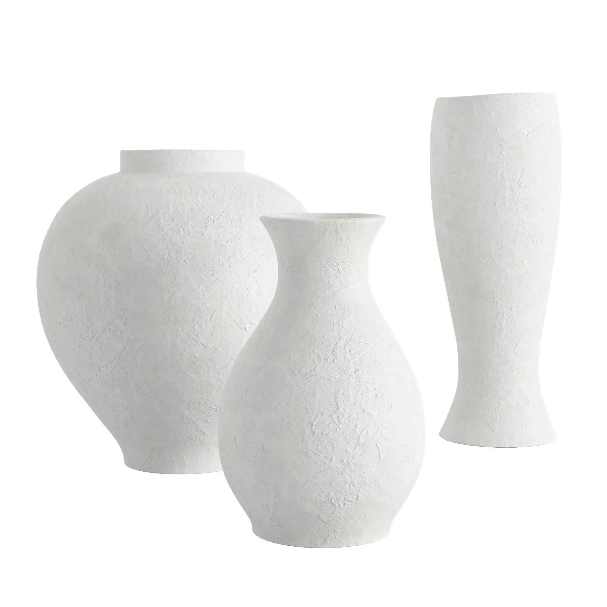 Lorient Tall White Textured Ceramic Vase 3D model_0