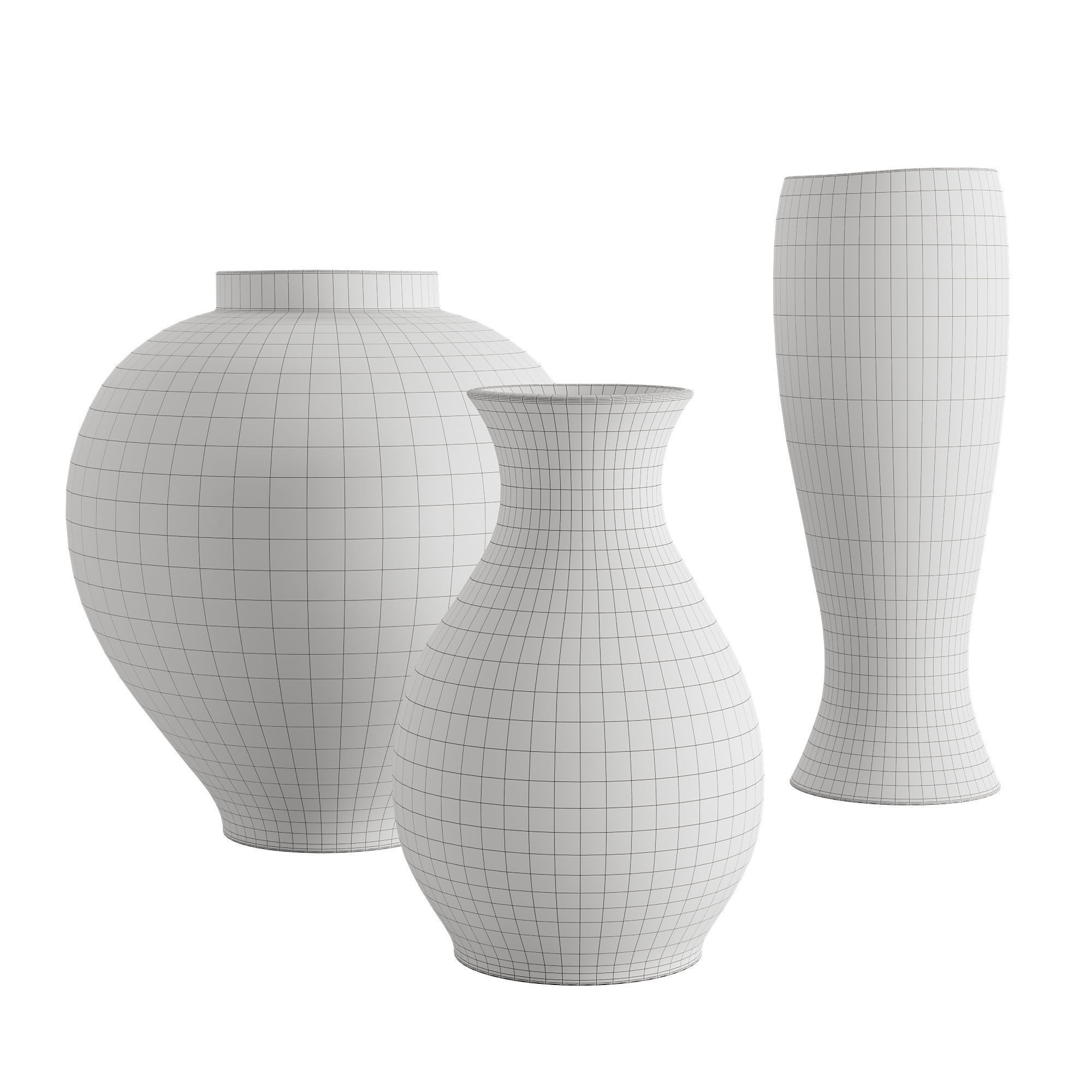 Lorient Tall White Textured Ceramic Vase 3D model_3
