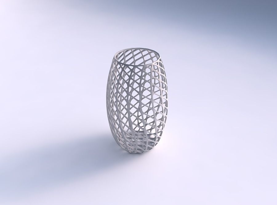 Vase twisted with diagonal grid lattice 3D print model_0