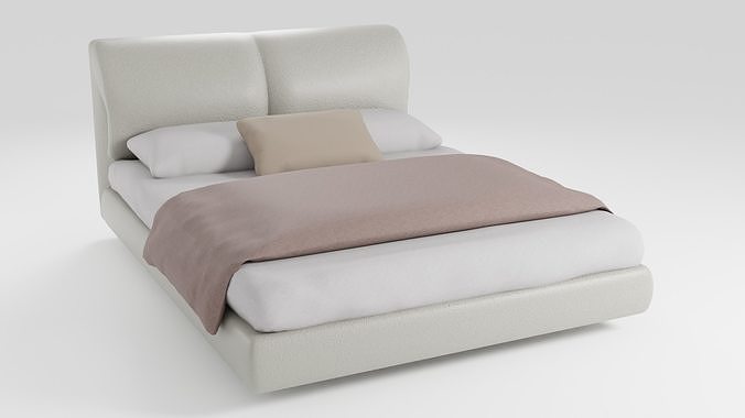 Airy modern and luxurious double bed 3D model