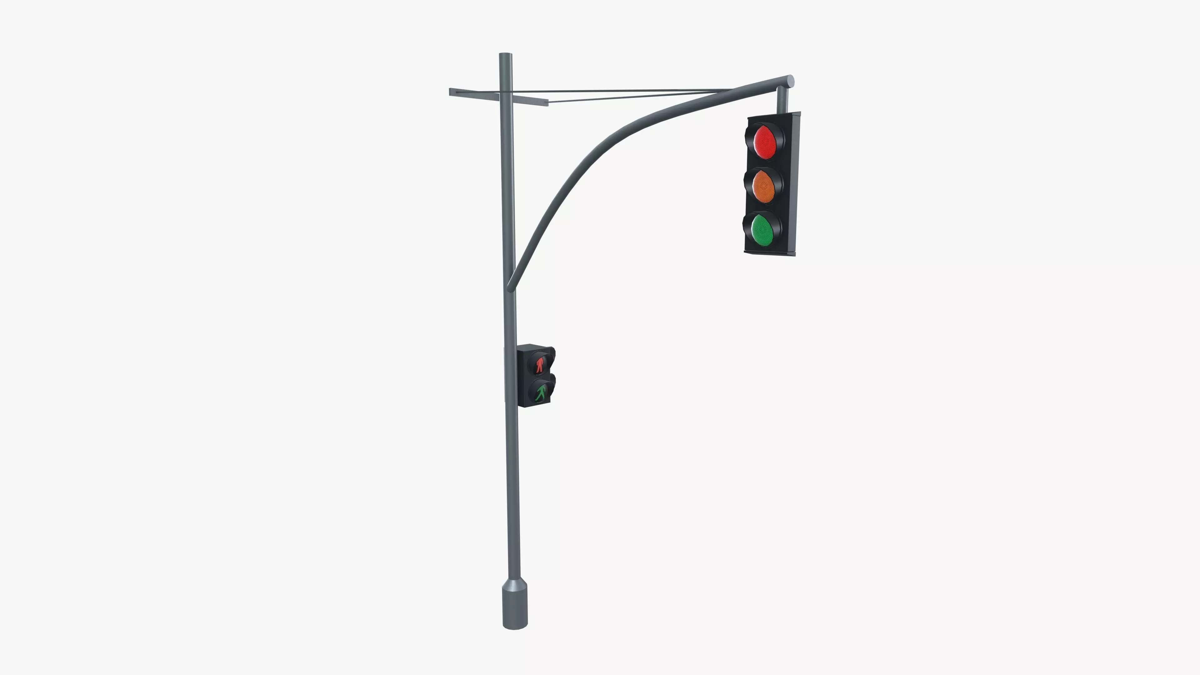 Traffic Light and Pedestrian Signal Low-poly 3D model