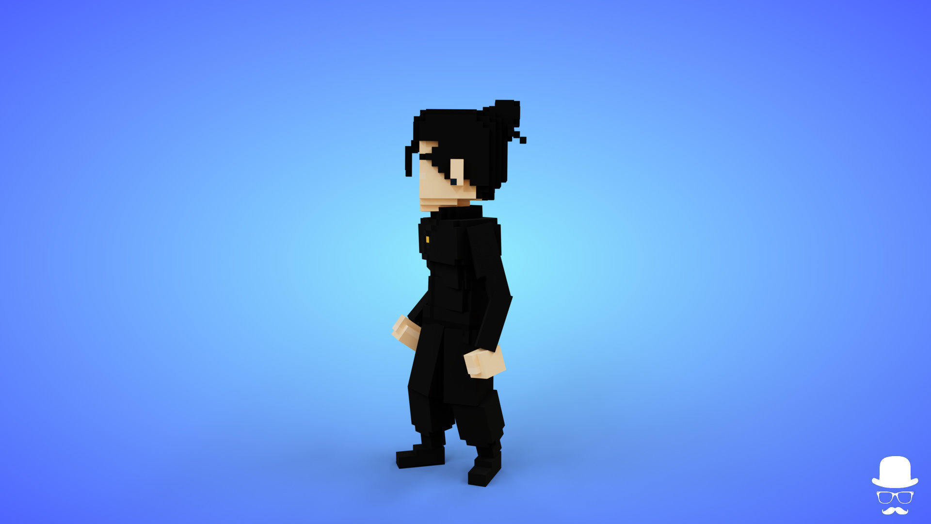 Voxel Suguru Geto Character - 3D Lowpoly Anime Game Asset Low-poly 3D model_1