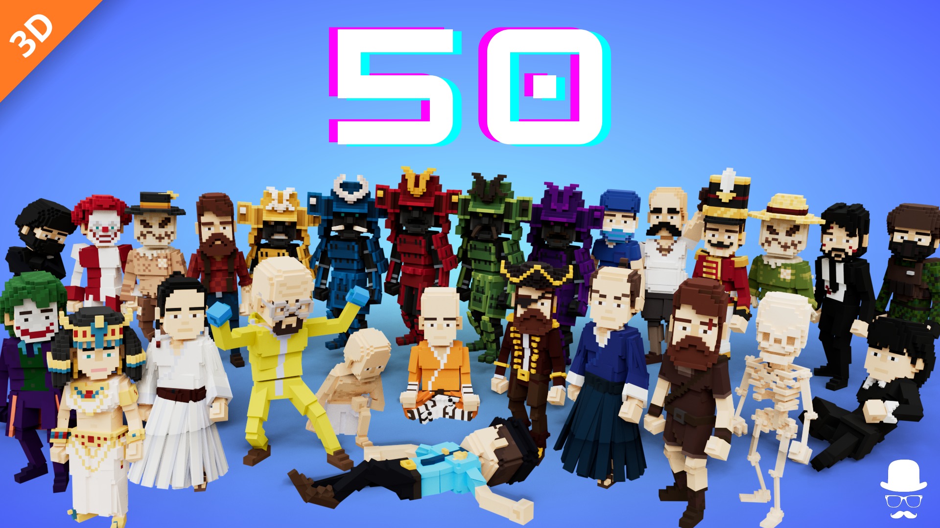 Voxel Suguru Geto Character - 3D Lowpoly Anime Game Asset Low-poly 3D model_5