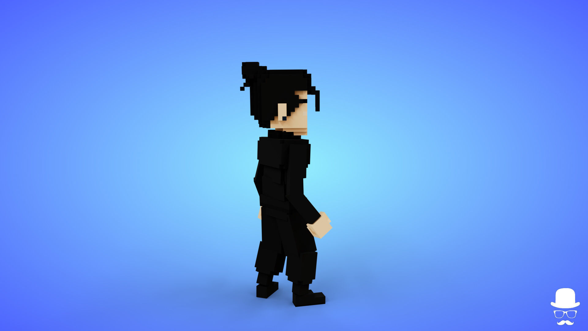 Voxel Suguru Geto Character - 3D Lowpoly Anime Game Asset Low-poly 3D model_3