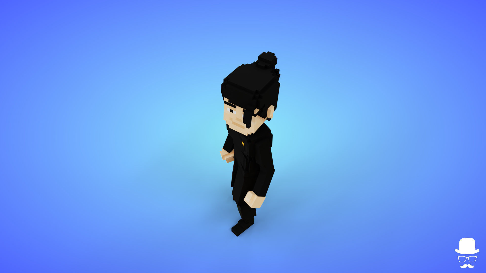 Voxel Suguru Geto Character - 3D Lowpoly Anime Game Asset Low-poly 3D model_4