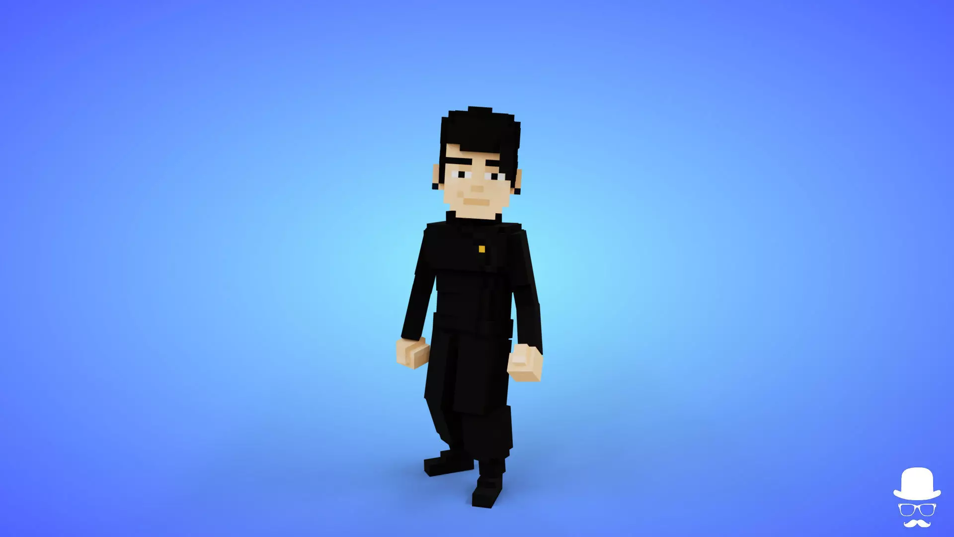 Voxel Suguru Geto Character - 3D Lowpoly Anime Game Asset Low-poly 3D model_0