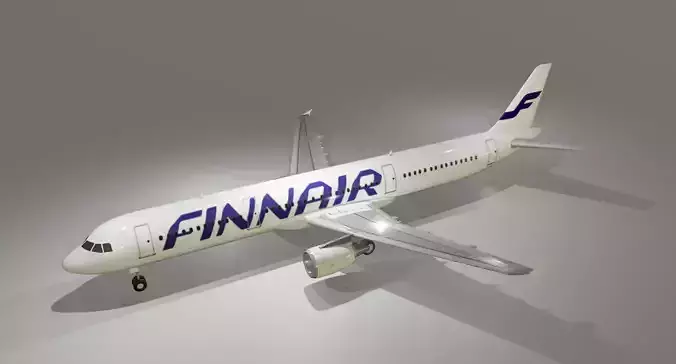 Finnair airbus a321-211 low poly 3d model  Low-poly 3D model