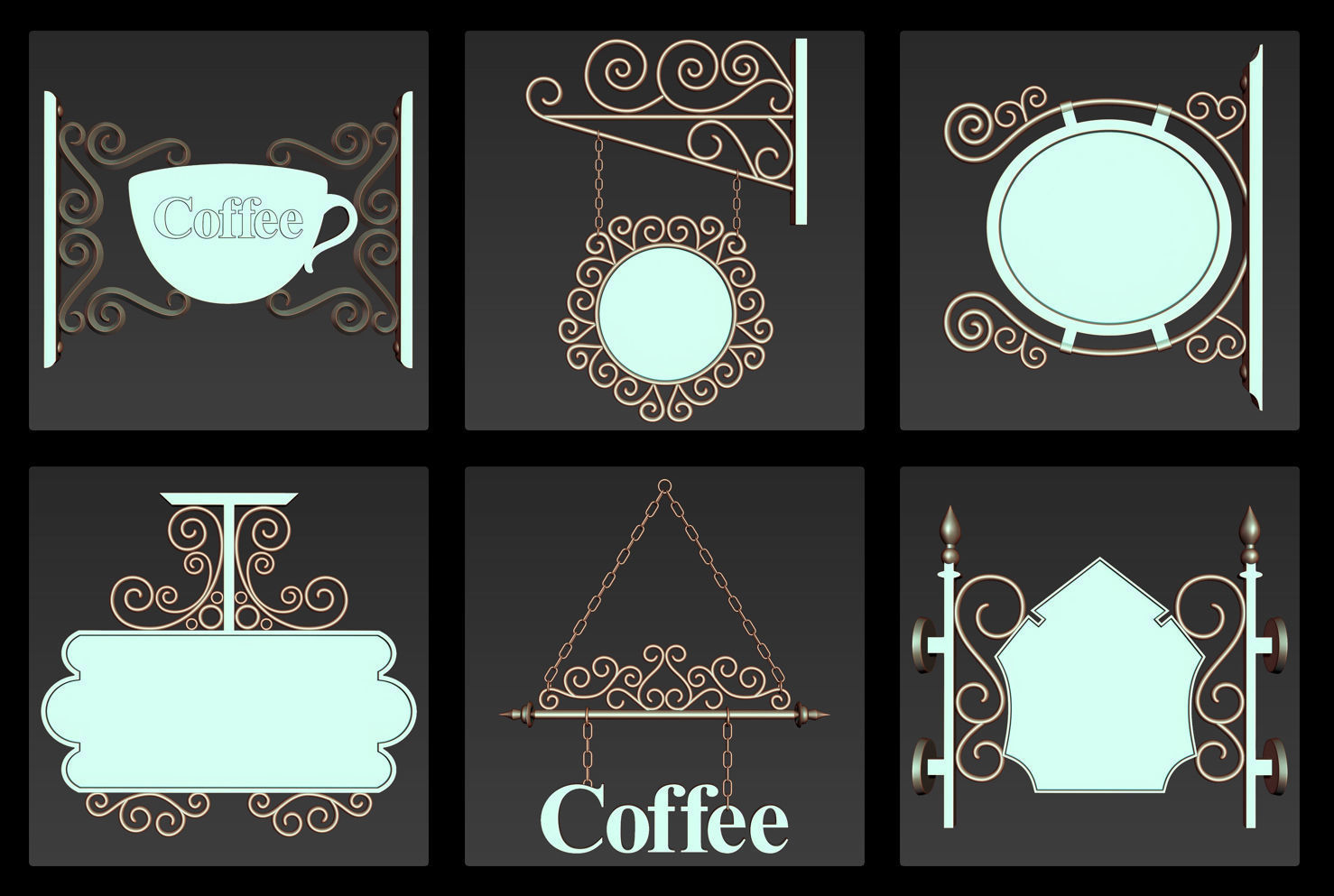 30 Iron Hanging Sign Board Base and High Mesh Vol 2 3D model_4