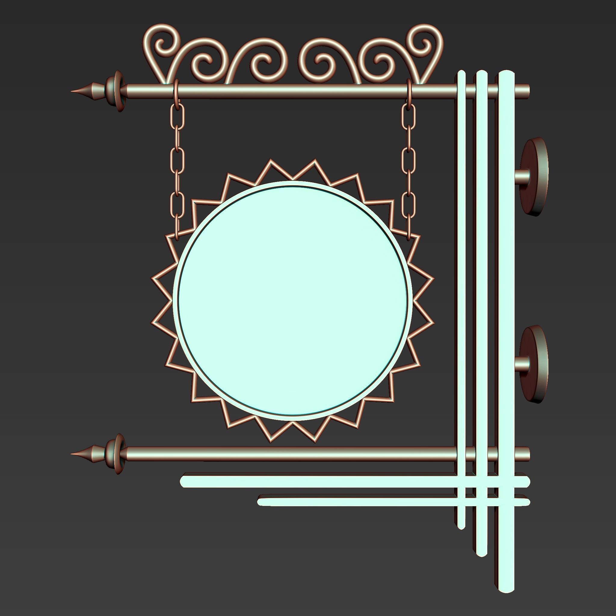 30 Iron Hanging Sign Board Base and High Mesh Vol 2 3D model_22