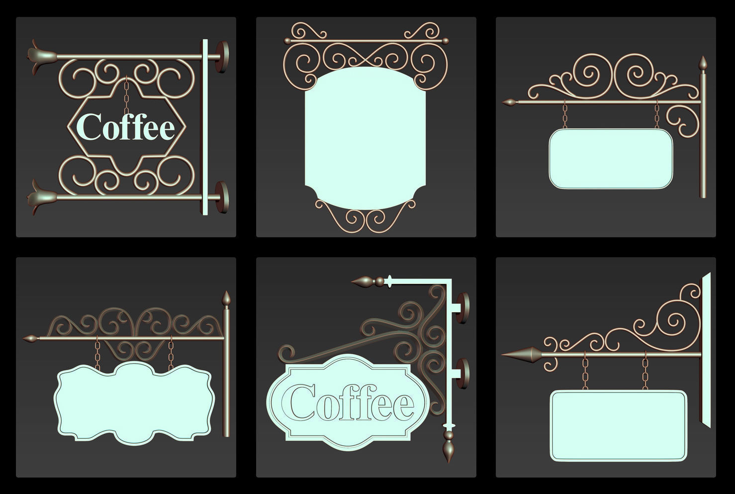 30 Iron Hanging Sign Board Base and High Mesh Vol 2 3D model_1