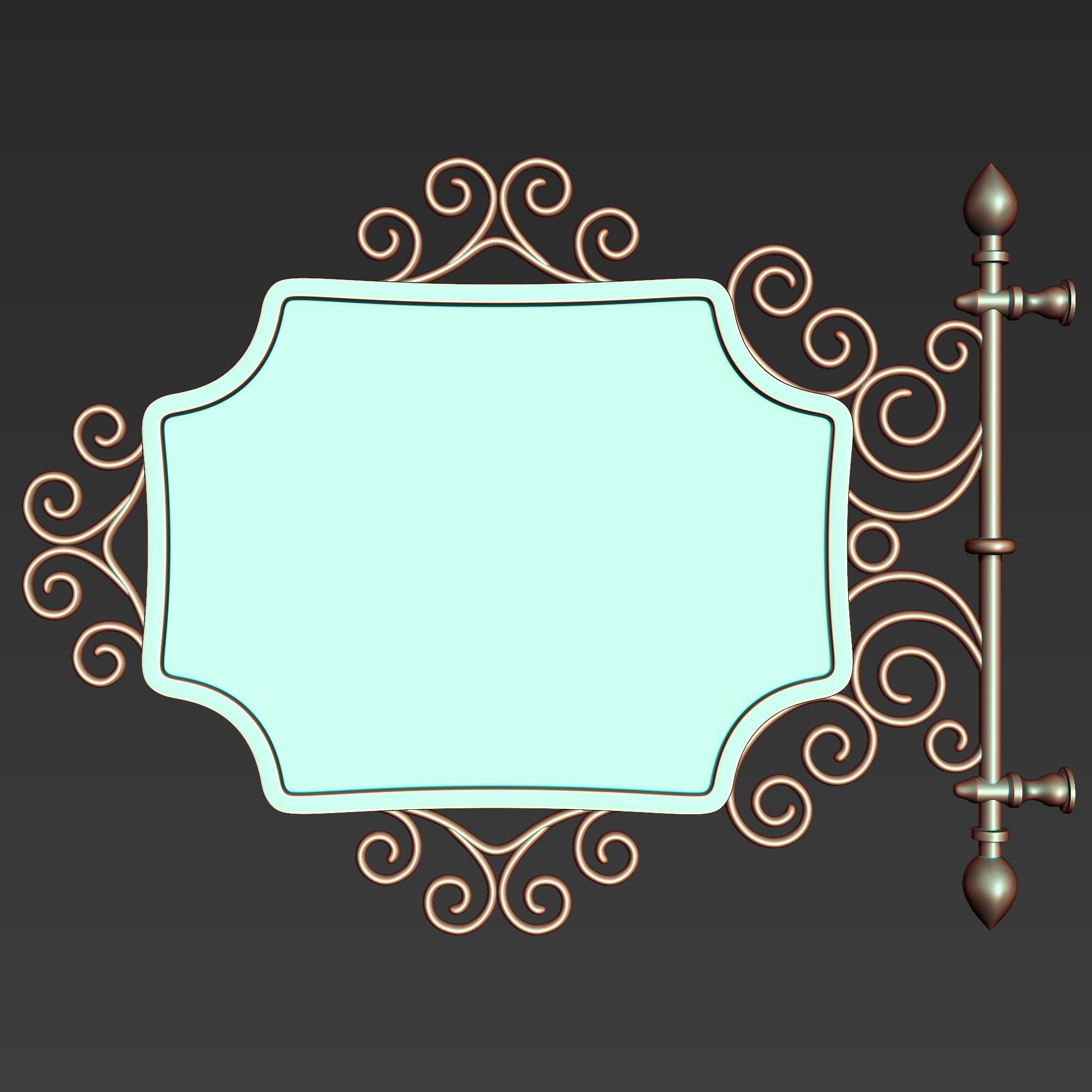 30 Iron Hanging Sign Board Base and High Mesh Vol 2 3D model_34