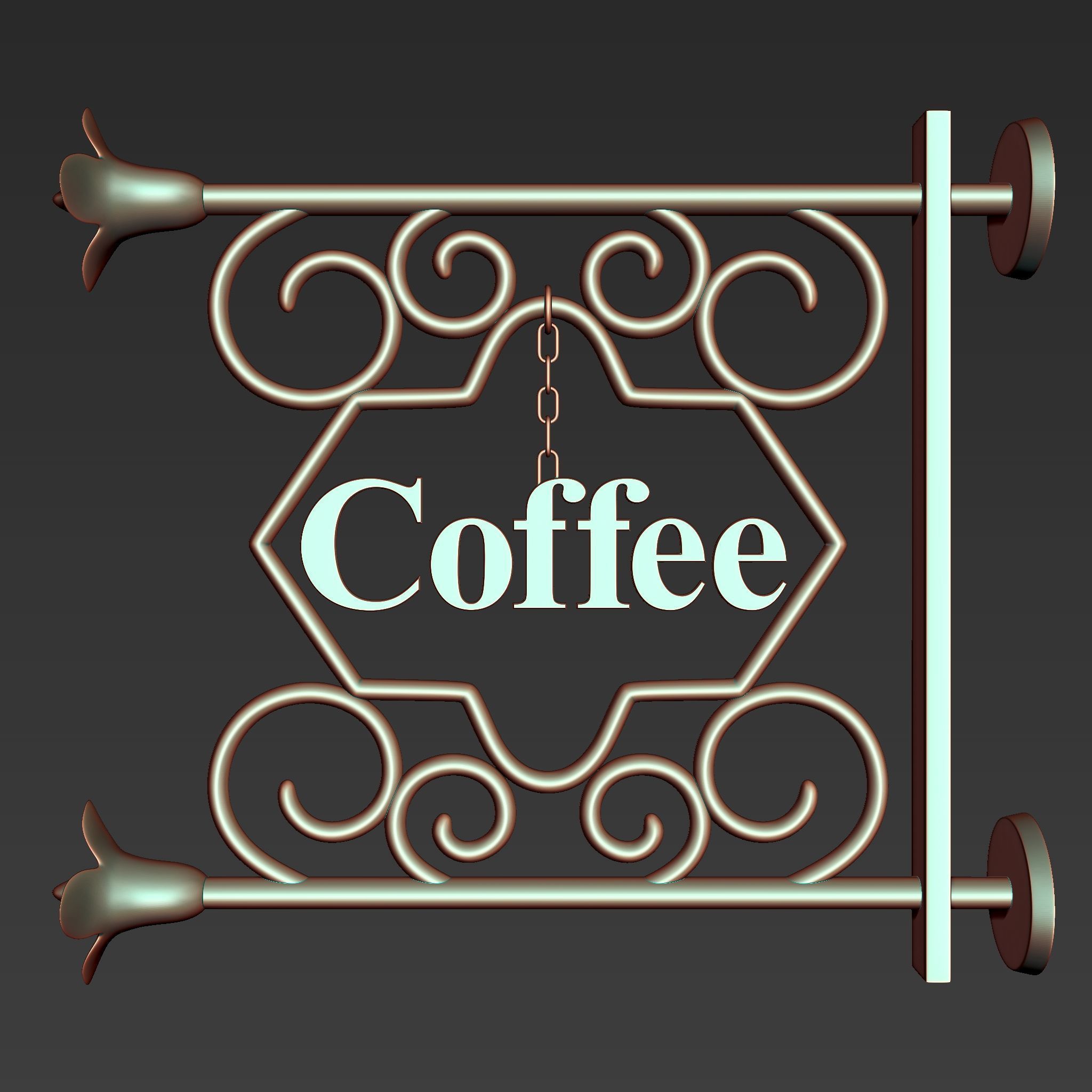 30 Iron Hanging Sign Board Base and High Mesh Vol 2 3D model_11