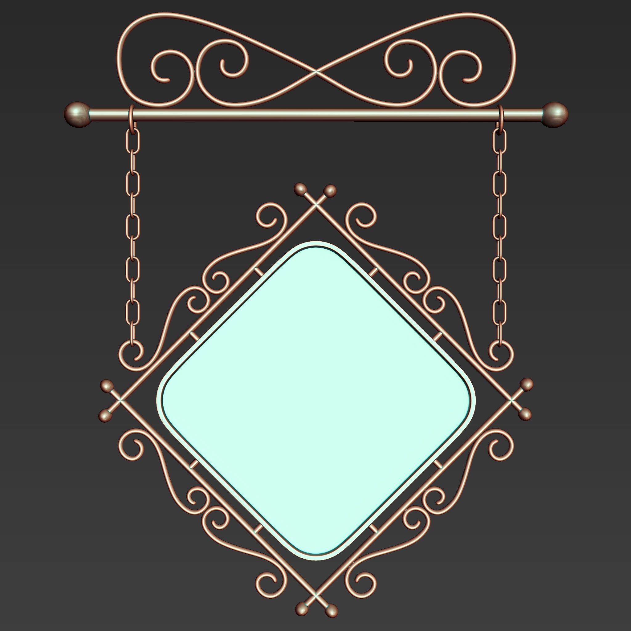 30 Iron Hanging Sign Board Base and High Mesh Vol 2 3D model_21