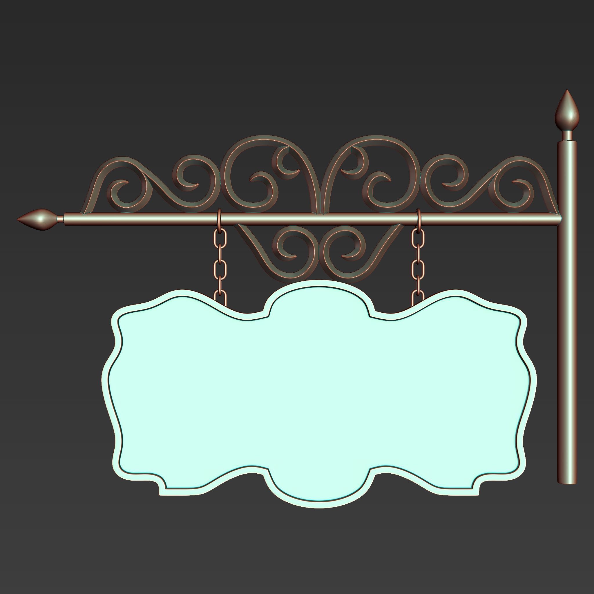 30 Iron Hanging Sign Board Base and High Mesh Vol 2 3D model_8