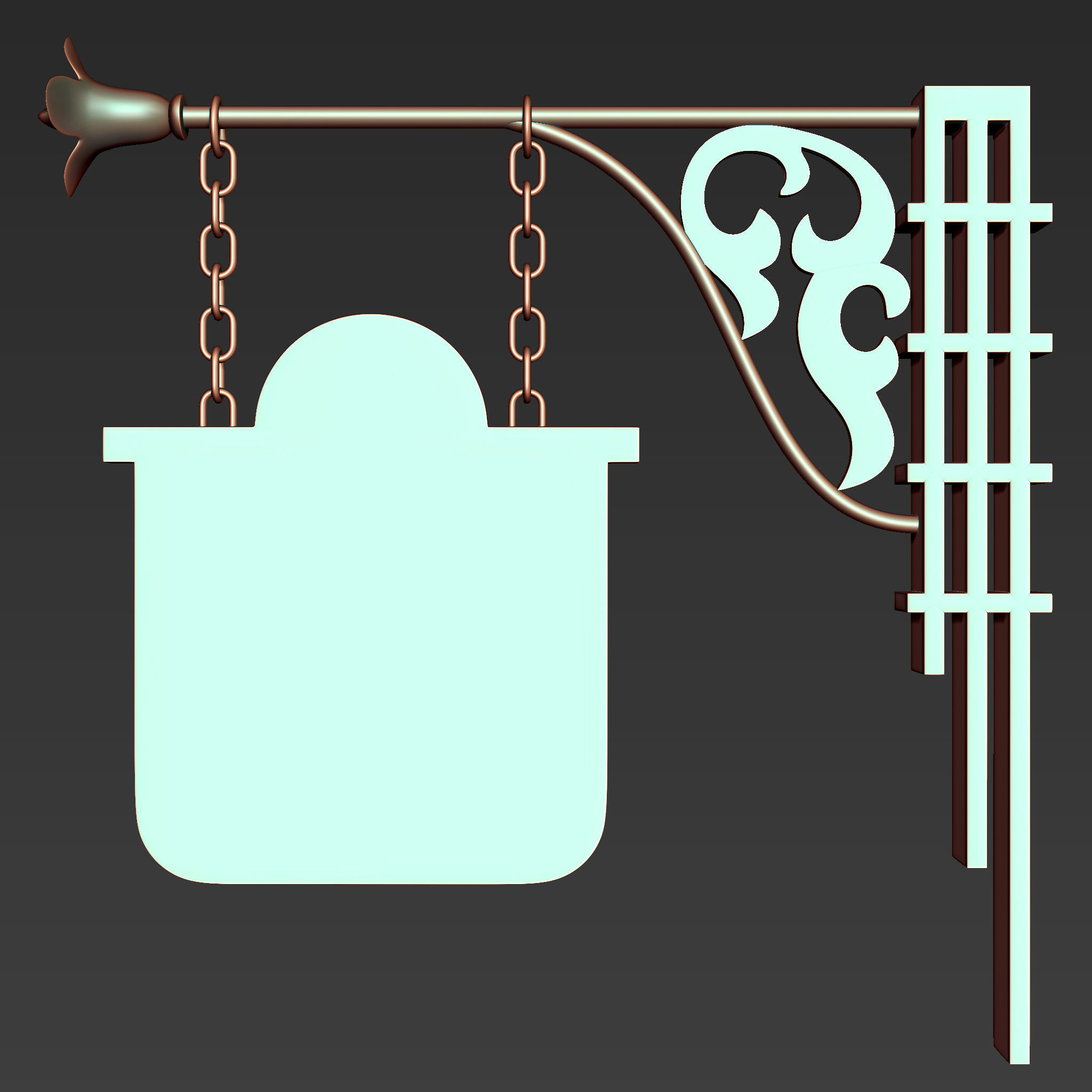 30 Iron Hanging Sign Board Base and High Mesh Vol 2 3D model_20