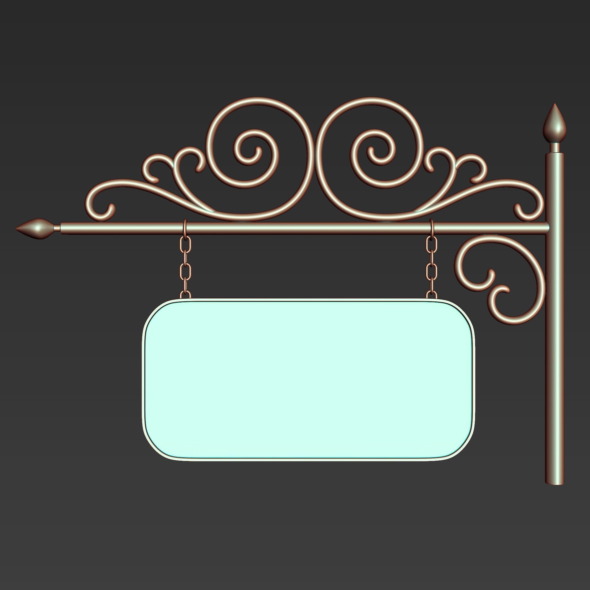 30 Iron Hanging Sign Board Base and High Mesh Vol 2 3D model_7