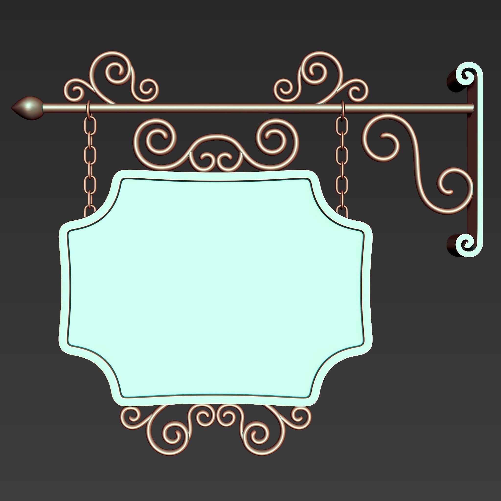 30 Iron Hanging Sign Board Base and High Mesh Vol 2 3D model_33