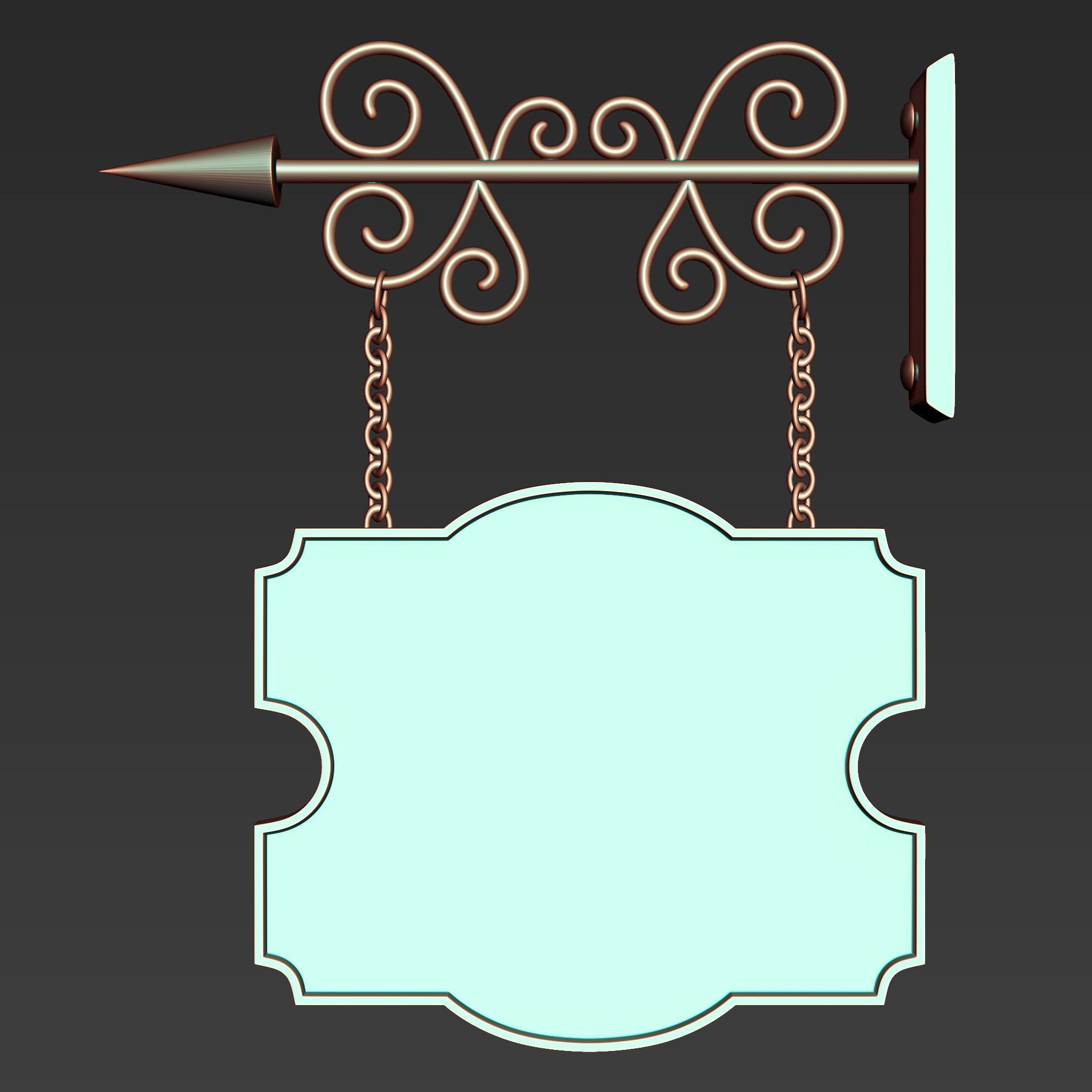 30 Iron Hanging Sign Board Base and High Mesh Vol 2 3D model_13