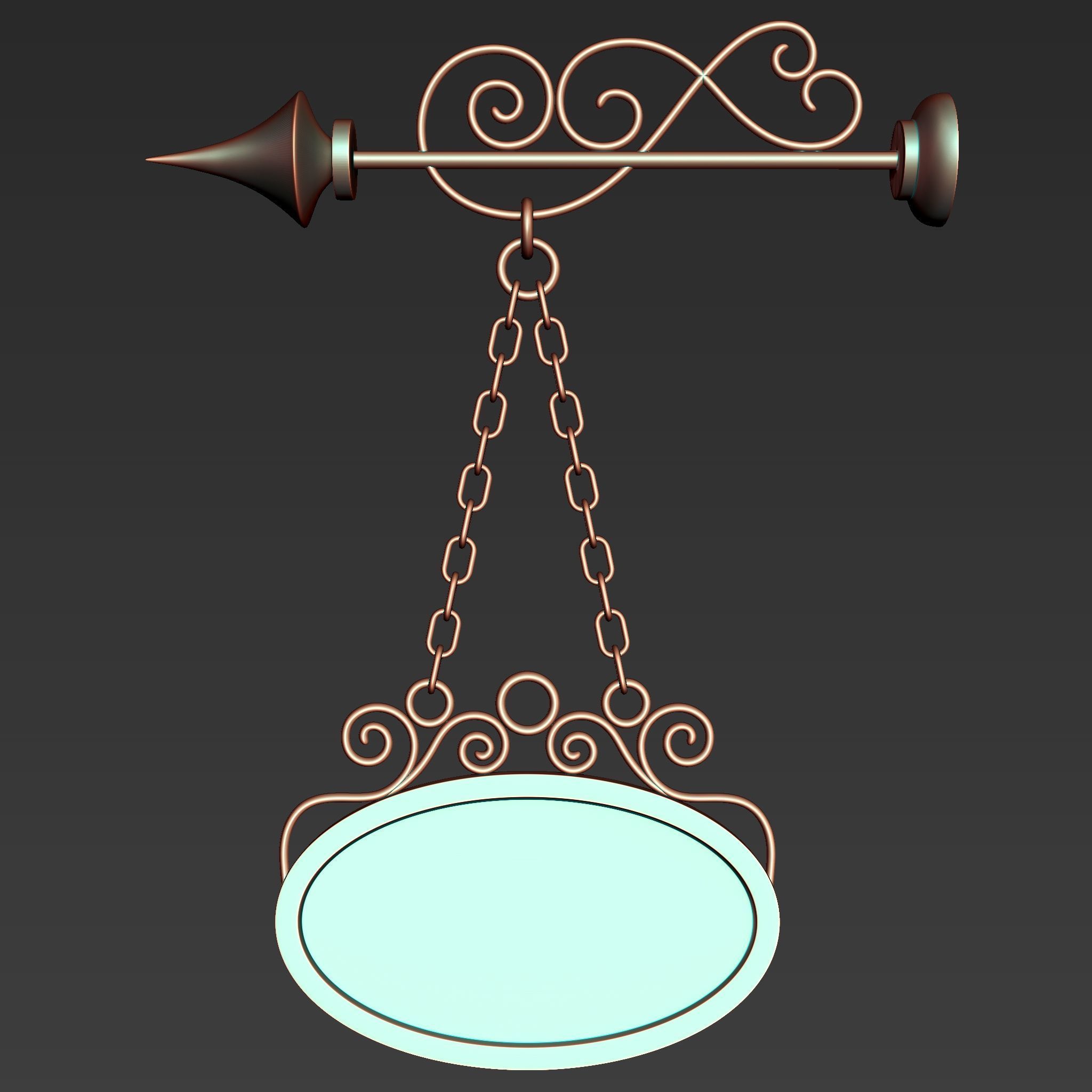 30 Iron Hanging Sign Board Base and High Mesh Vol 2 3D model_35