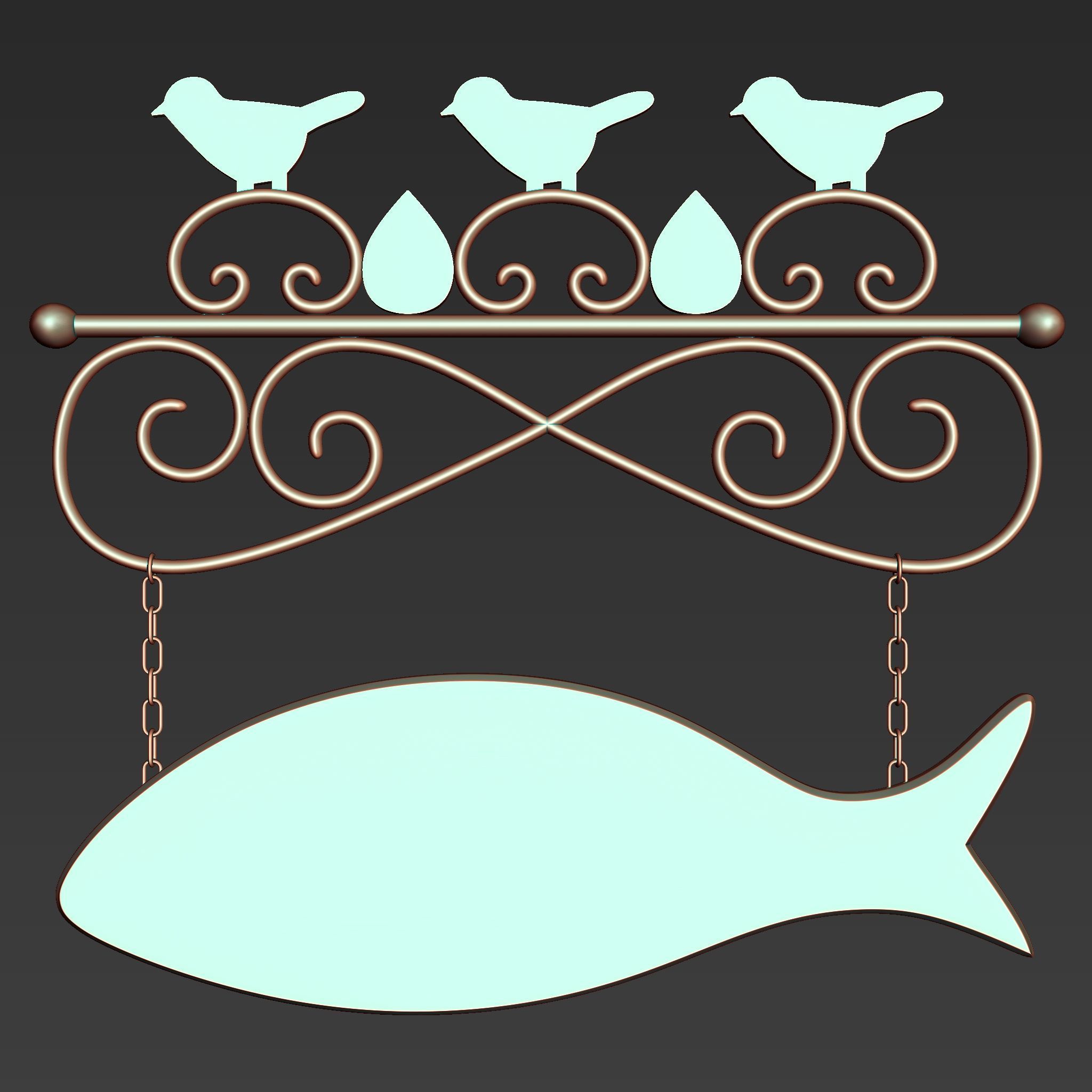 30 Iron Hanging Sign Board Base and High Mesh Vol 2 3D model_12