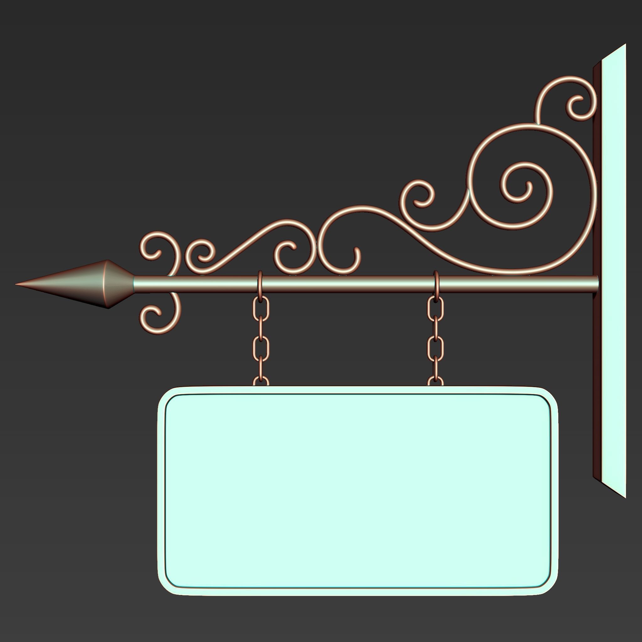 30 Iron Hanging Sign Board Base and High Mesh Vol 2 3D model_10