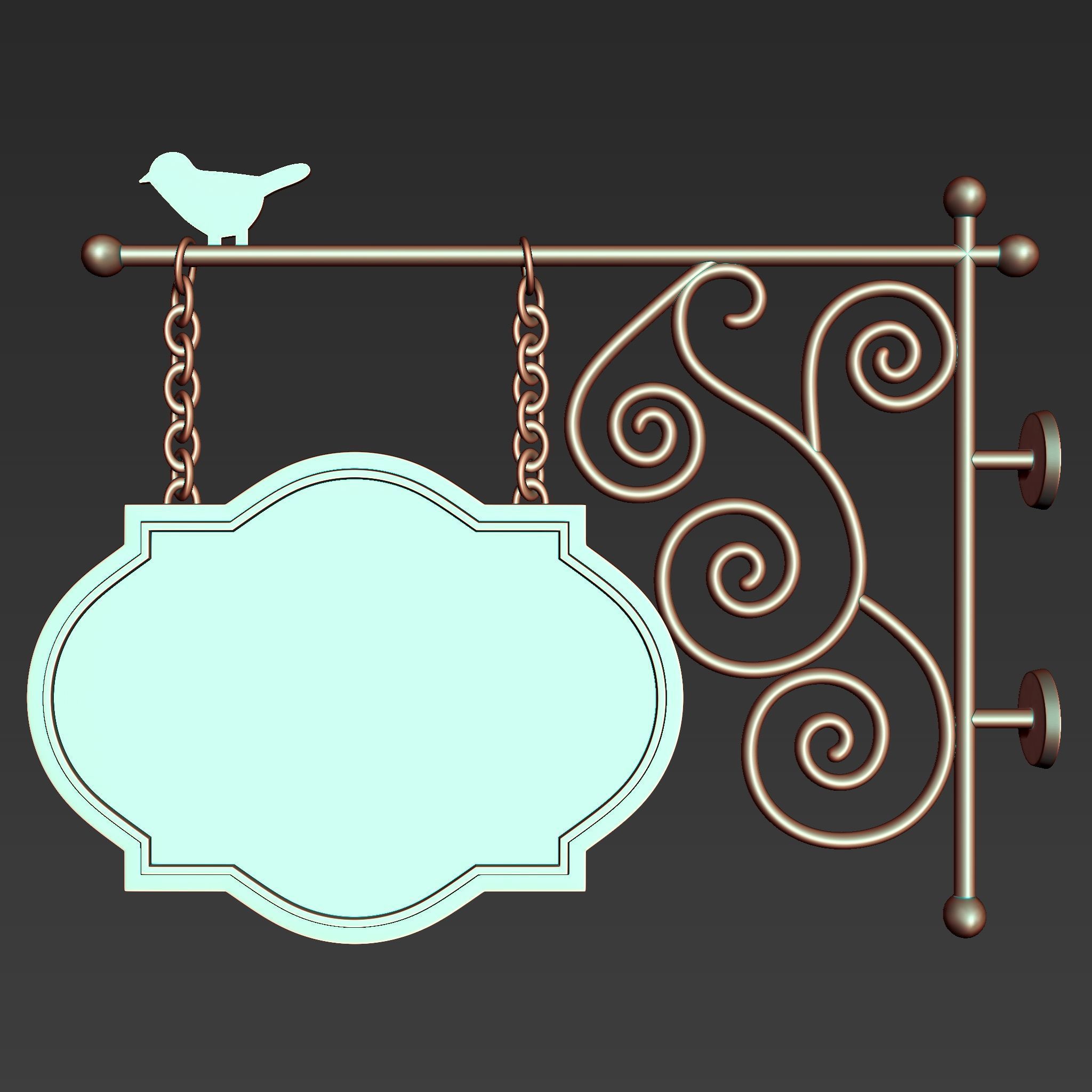 30 Iron Hanging Sign Board Base and High Mesh Vol 2 3D model_19