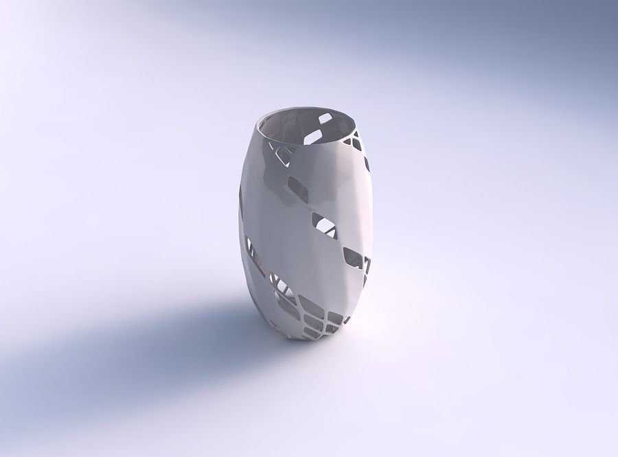 Vase twisted with diagonal grid lattice 2 3D print model_0
