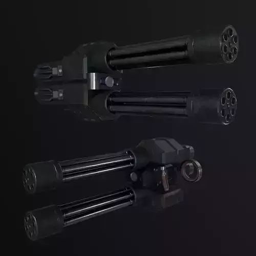 Futuristic Twin Minigun PBR Low-poly 3D model